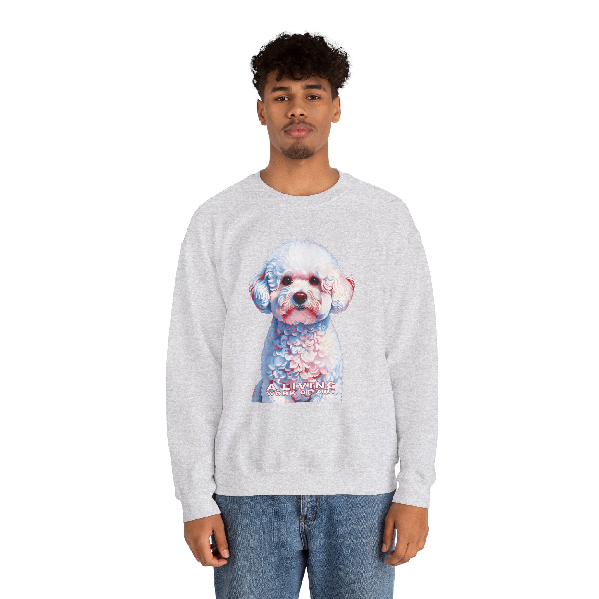 Bichon Frise Sweatshirt | Living Work of Art Collection | Pointillism Style