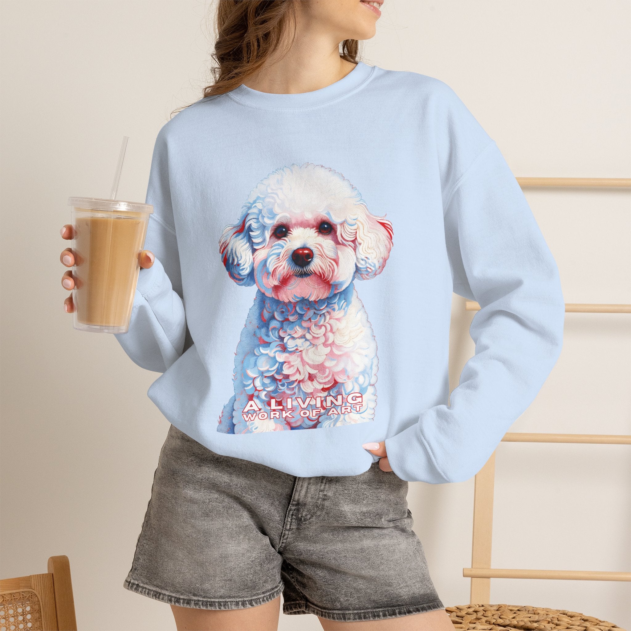 Bichon Frise Sweatshirt | Living Work of Art Collection | Pointillism Style