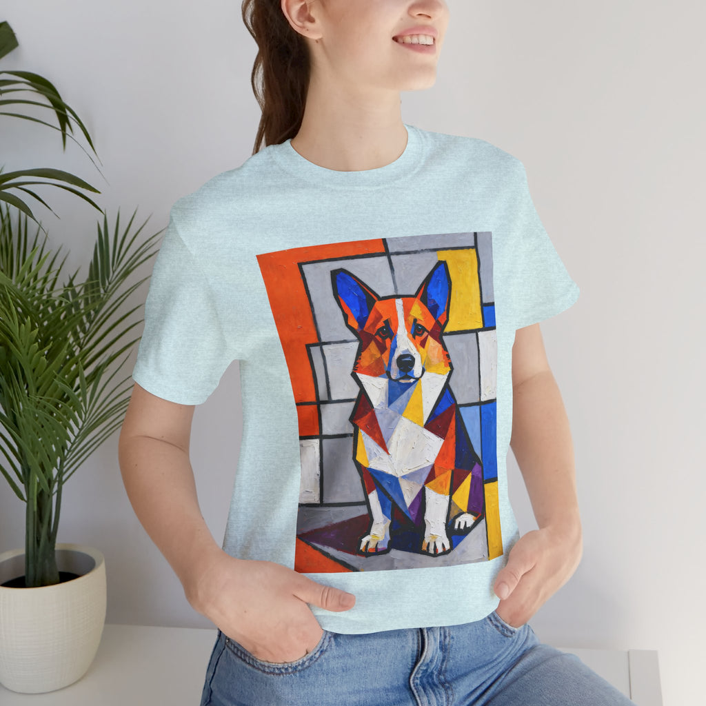 Corgi T Shirt | Living Work of Art Collection | Cubist Style