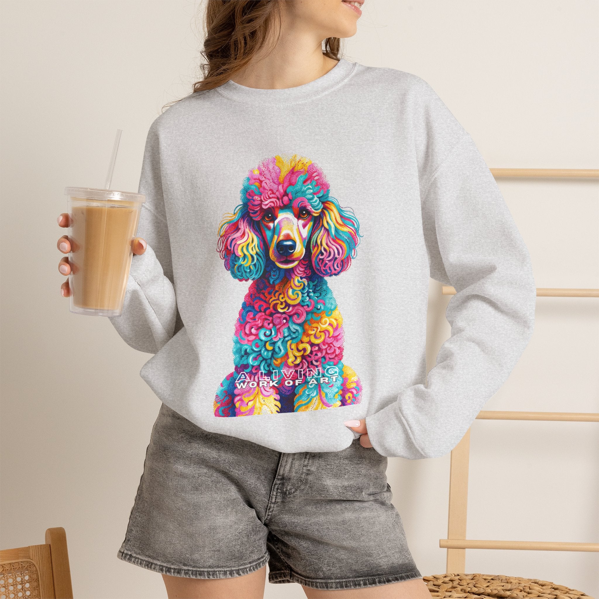 Poodle Sweatshirt | Living Work of Art Collection | Pointillism Style