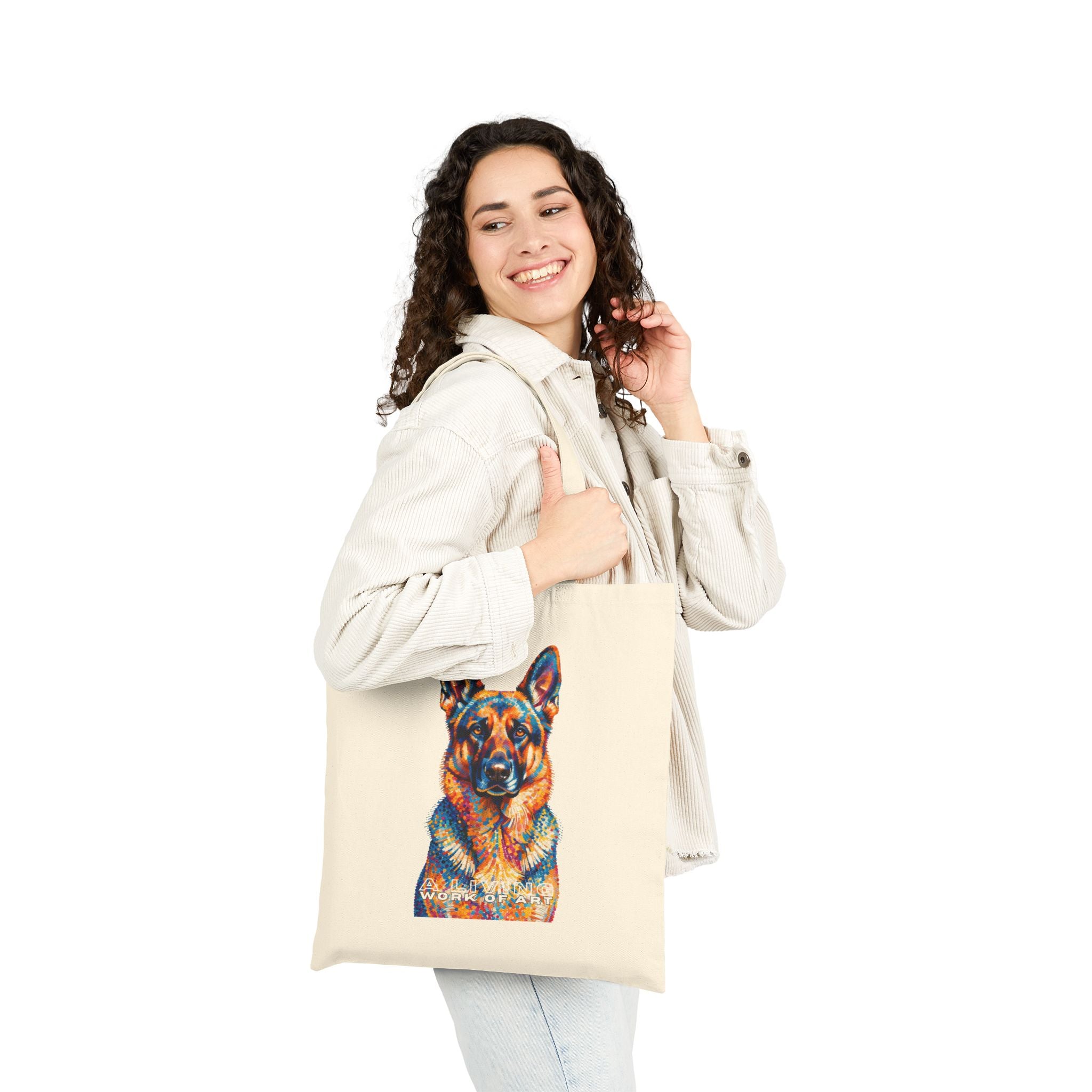 German Shepherd Tote Bag | Living Work of Art Collection | Pointillism Style
