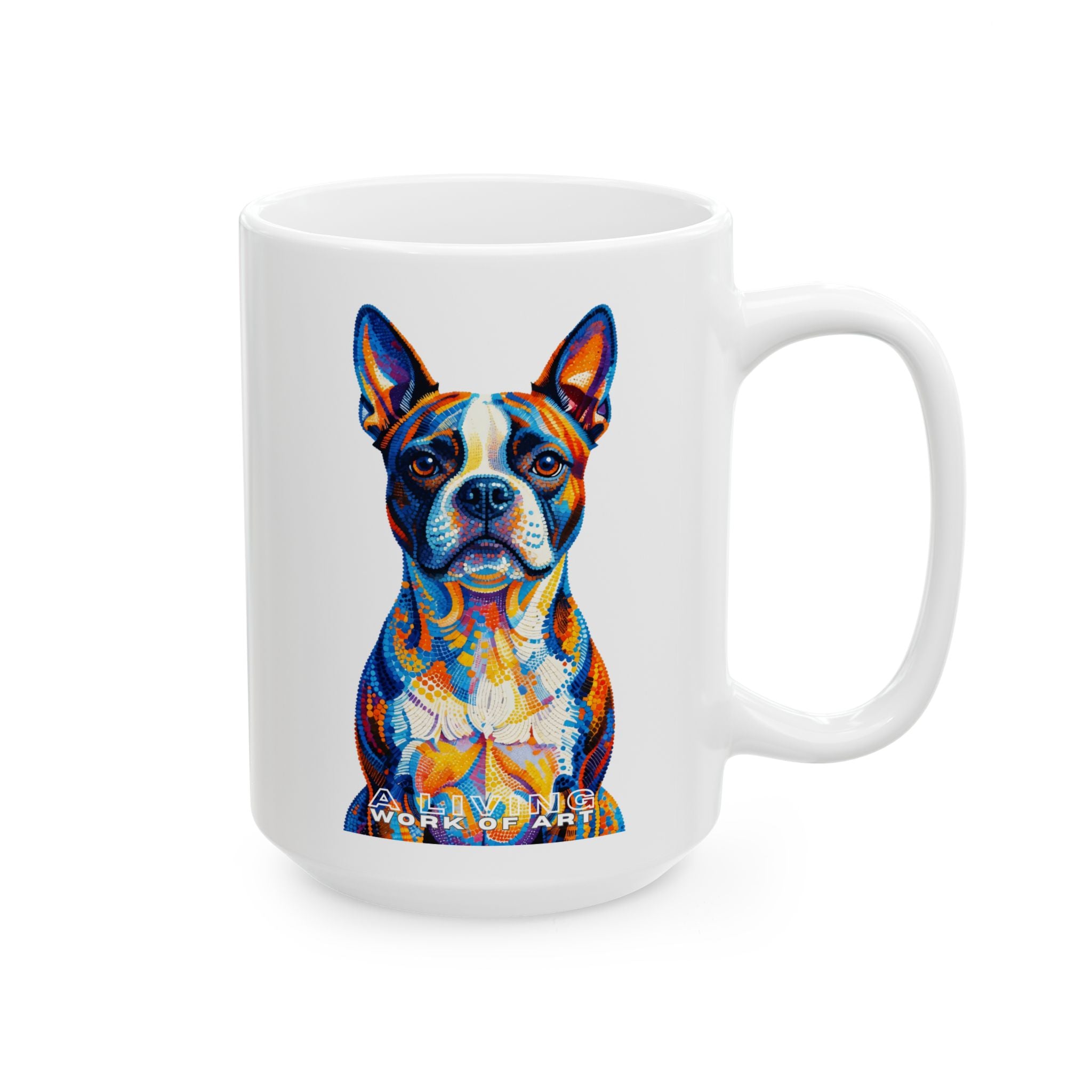 Boston Terrier Coffee Mug | Living Work of Art Collection | Pointillism Style