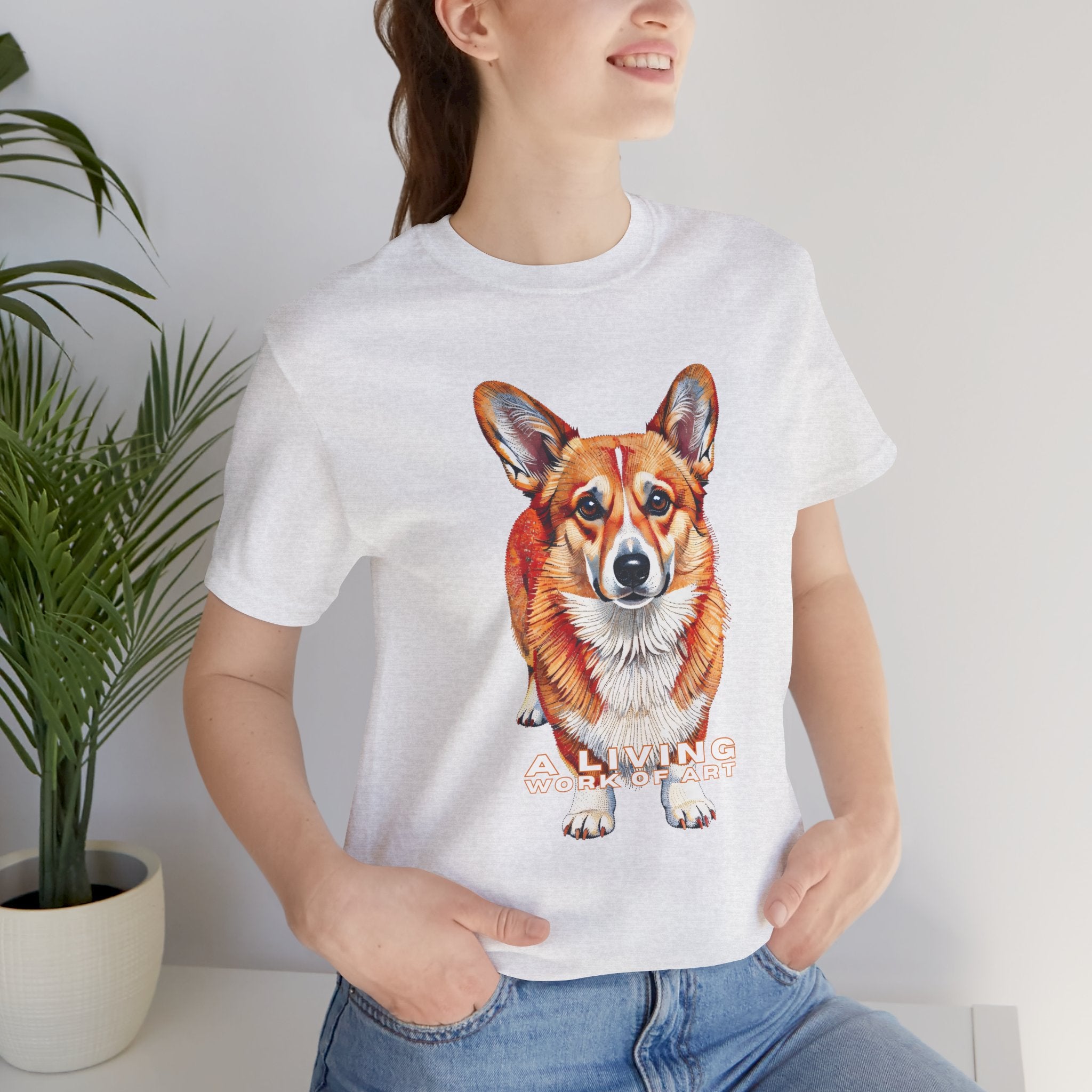 Corgi T Shirt | Living Work of Art Collection | Pointillism Style