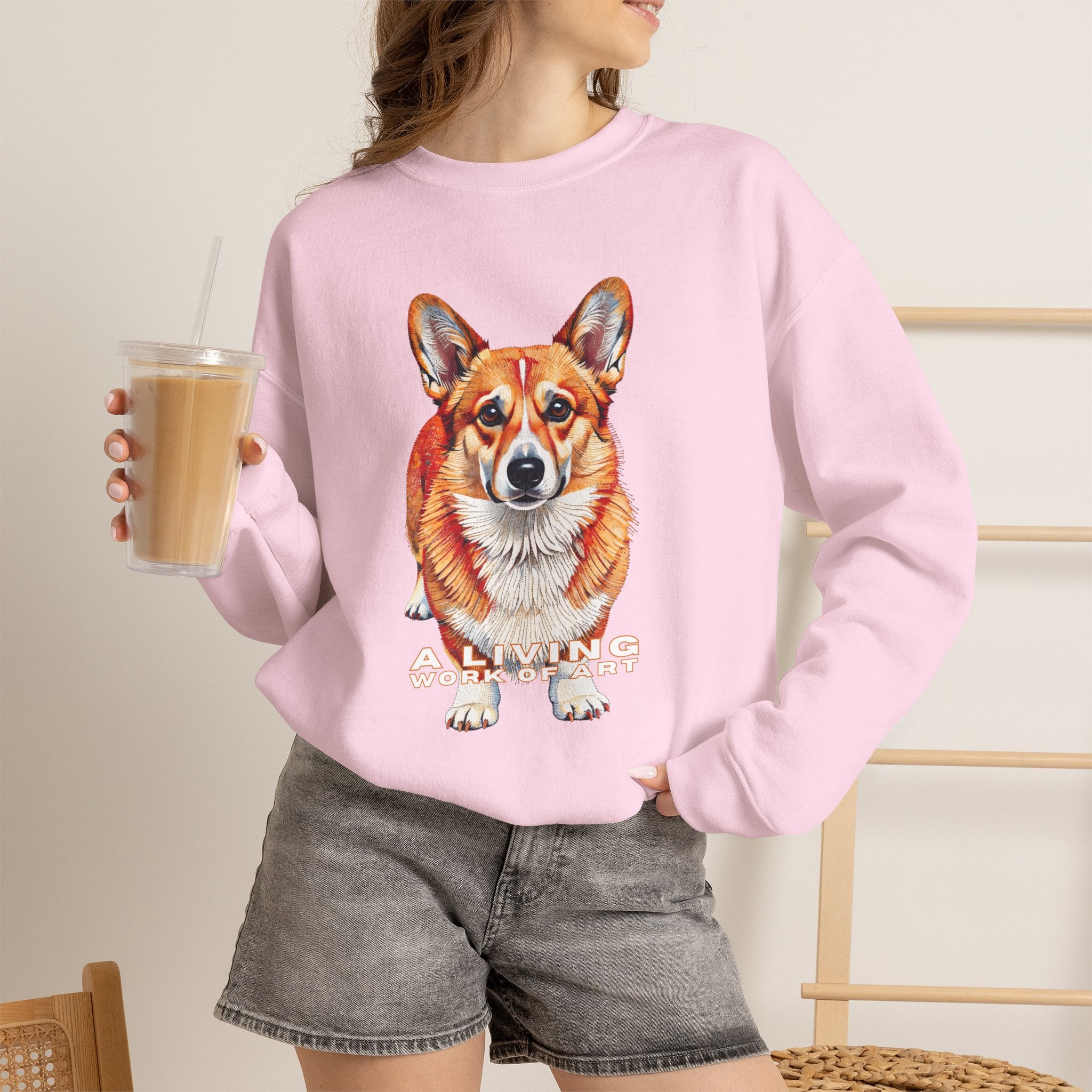 Corgi Sweatshirt | Living Work of Art Collection | Pointillism Style