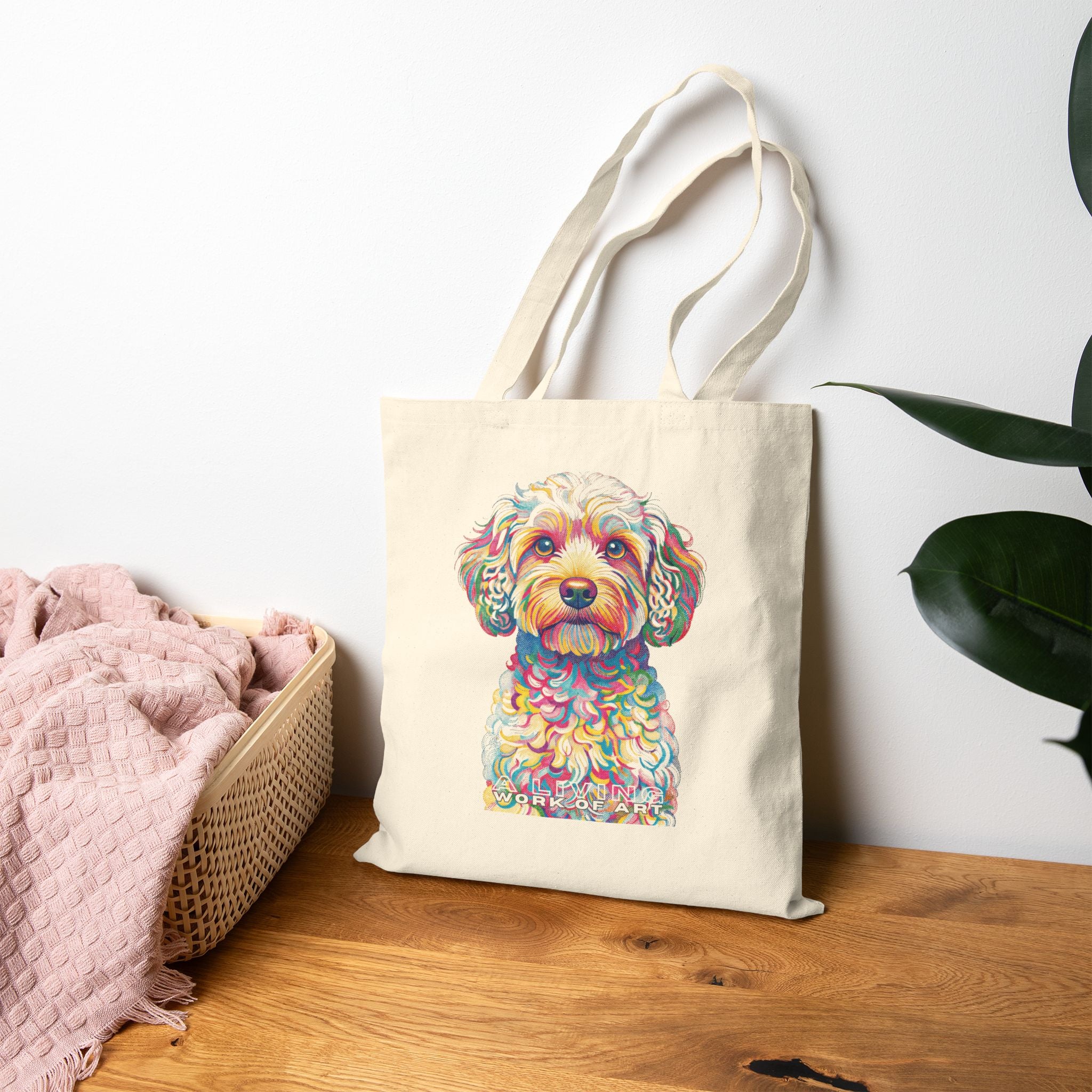 Cavapoo Tote Bag | Living Work of Art Collection | Pointillism Style