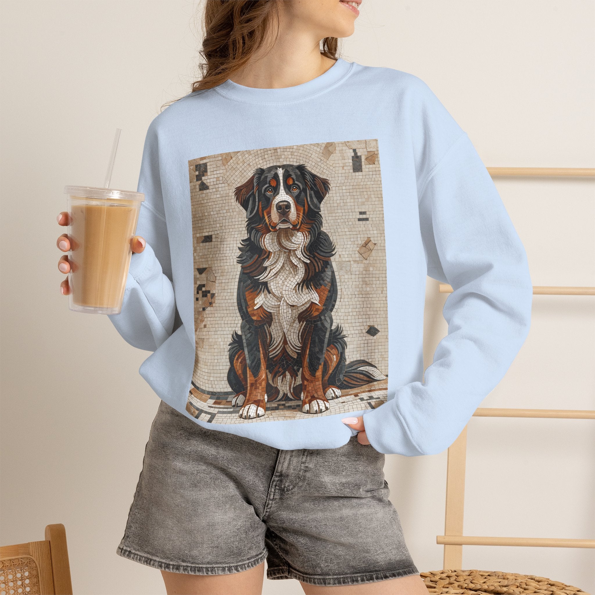 Bernese Mountain Dog Sweatshirt | Living Work of Art Collection | Mosaic Style