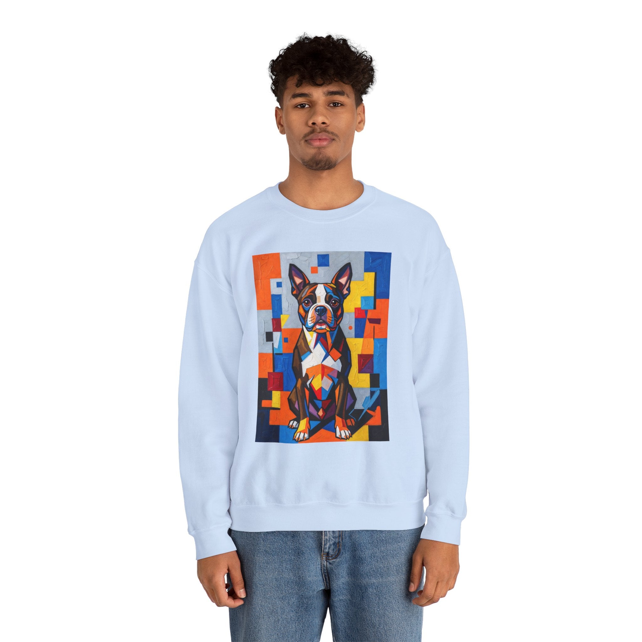 Boston Terrier Sweatshirt | Living Work of Art Collection | Cubist Style