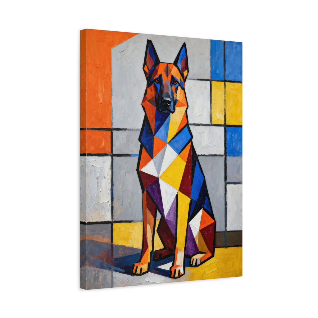 German Shepherd Canvas Wall Art | Living Work of Art Collection | Cubist Style Print