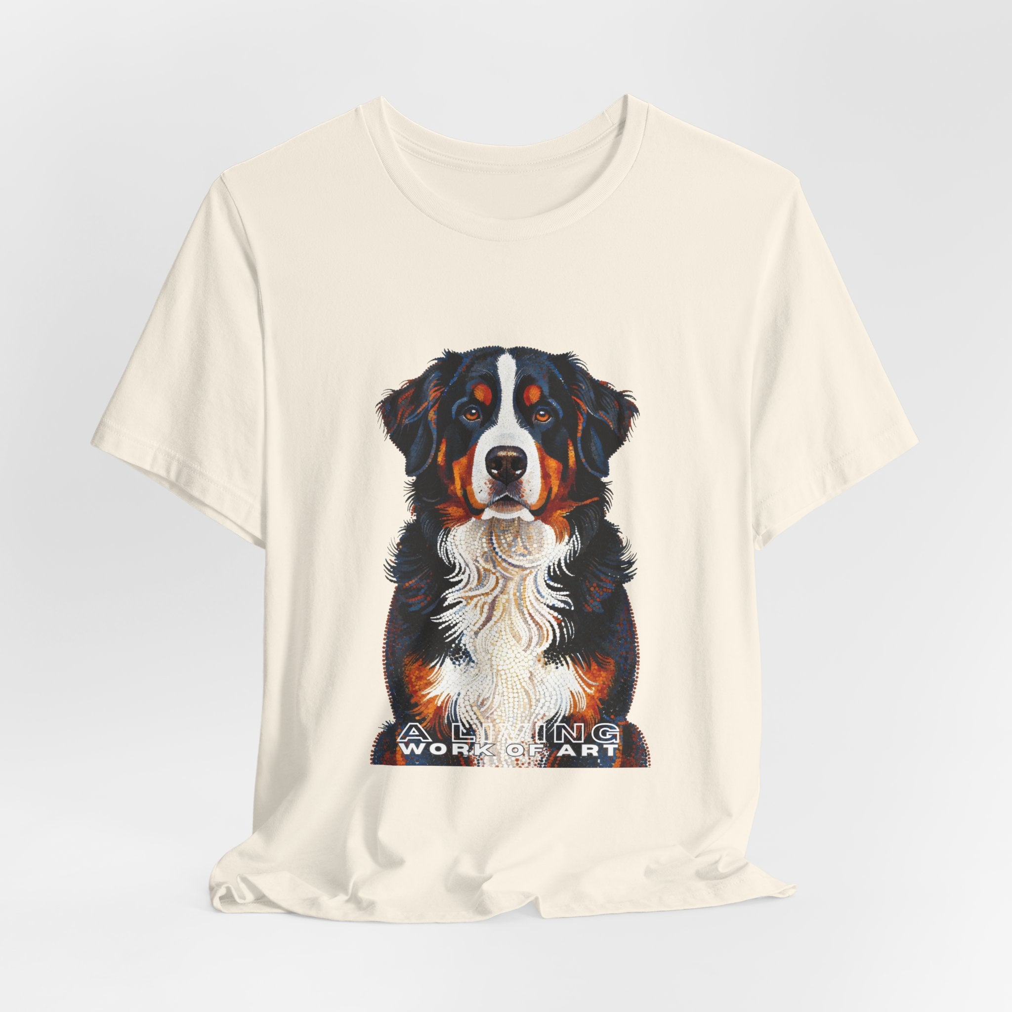 Bernese Mountain Dog T Shirt | Living Work of Art Collection | Pointillism Style