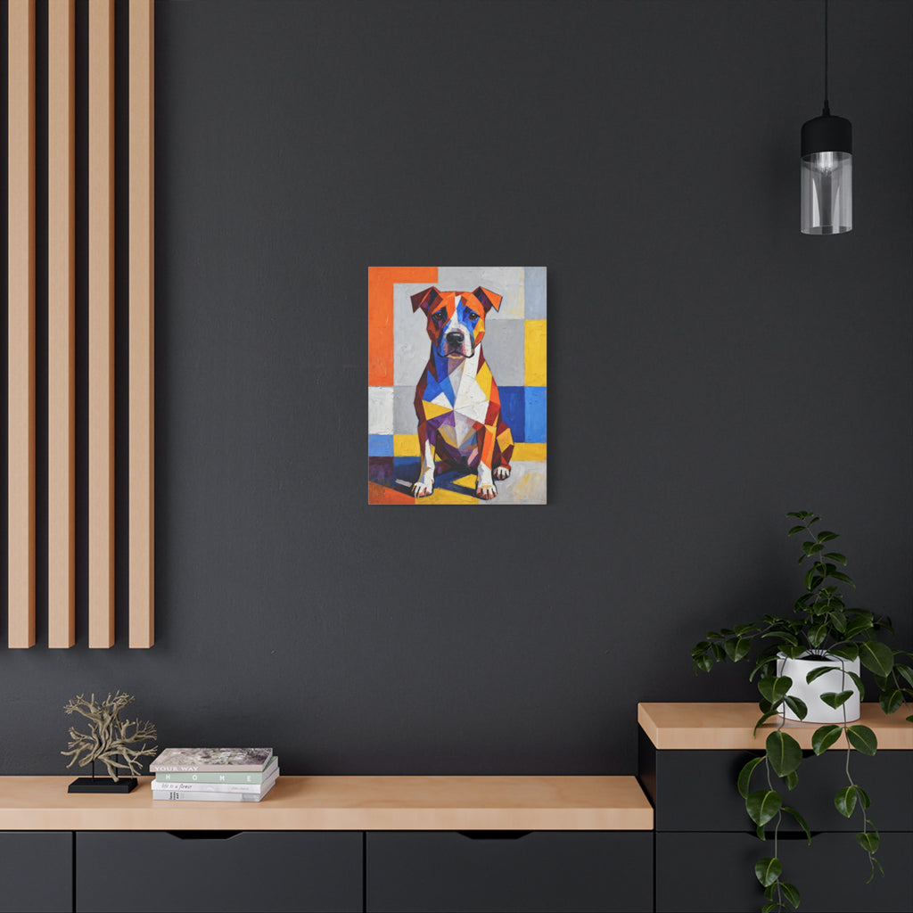 Staffordshire Bull Terrier Canvas Wall Art | Living Work of Art Collection | Cubist Style Print