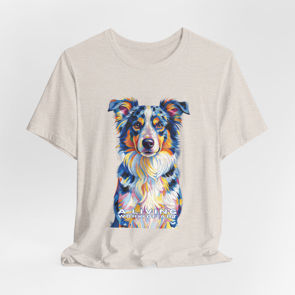 Australian Shepherd T Shirt | Living Work of Art Collection | Pointillism Style