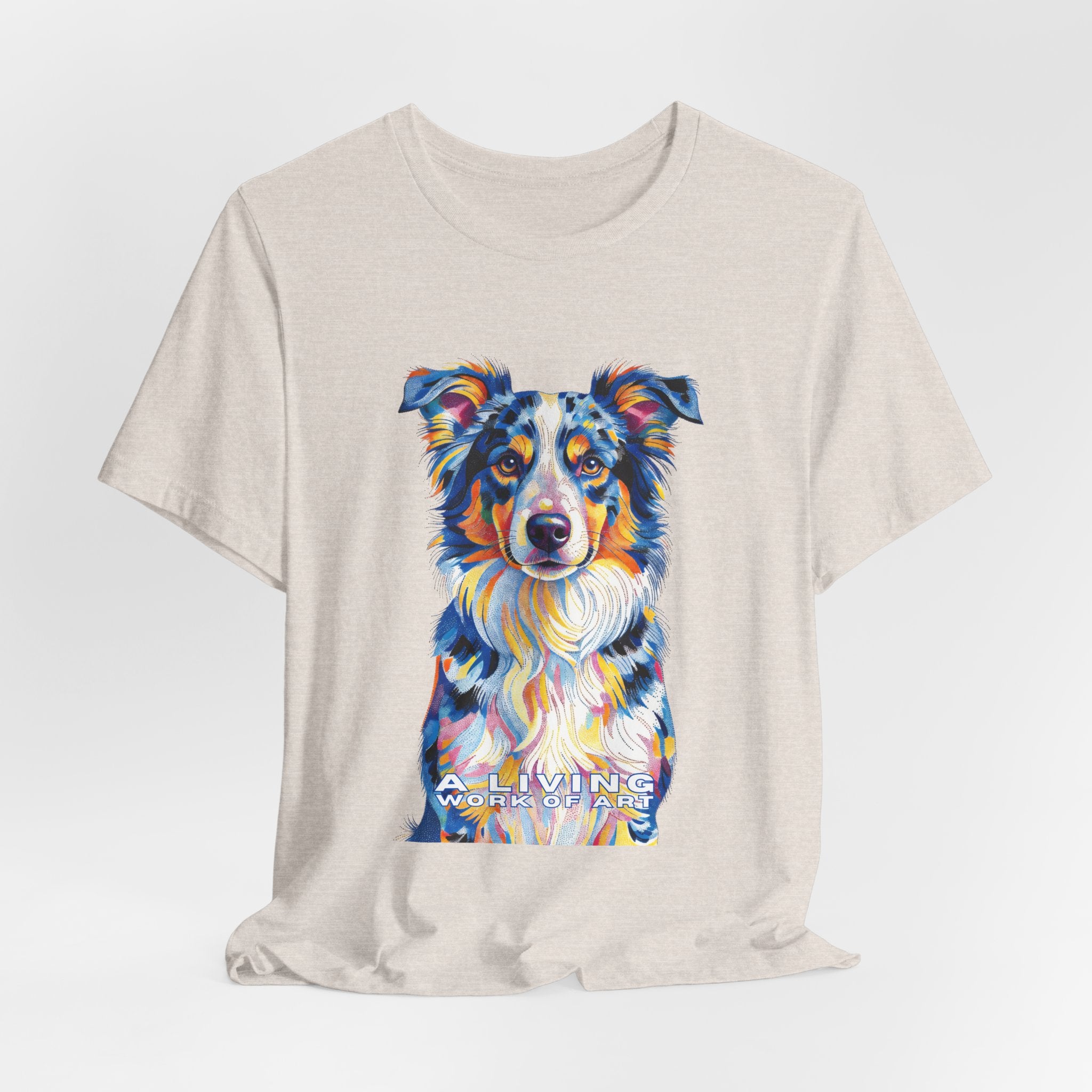 Australian Shepherd T Shirt | Living Work of Art Collection | Pointillism Style