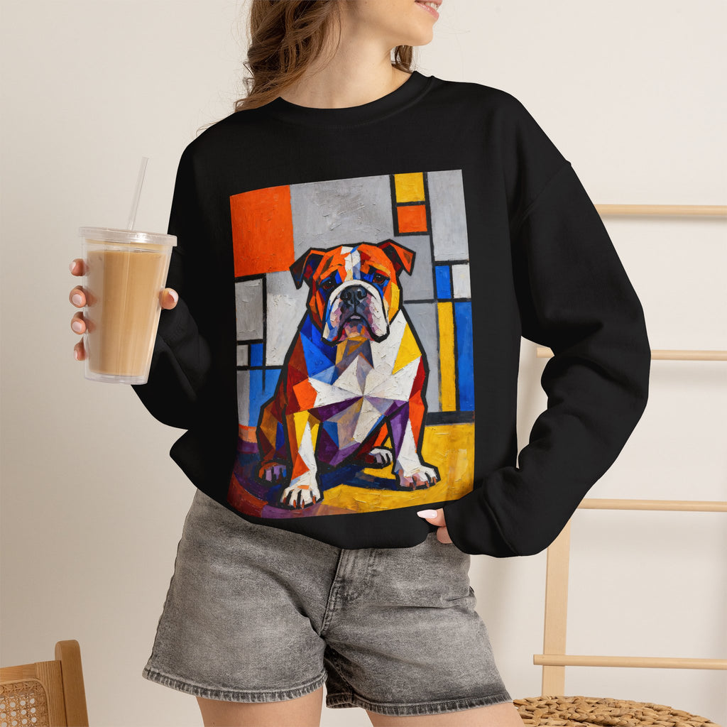 Bulldog Sweatshirt | Living Work of Art Collection | Cubist Style