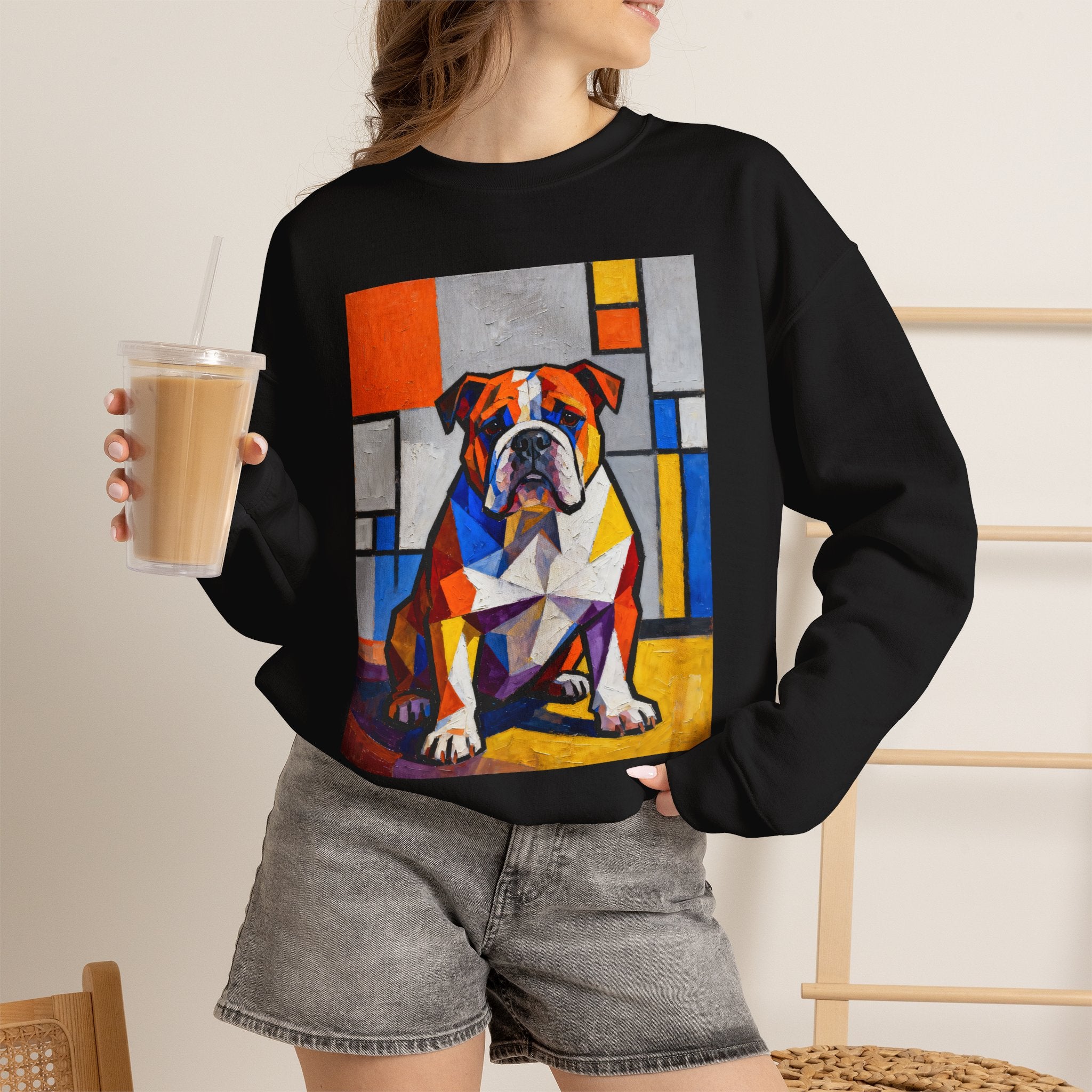 Bulldog Sweatshirt | Living Work of Art Collection | Cubist Style