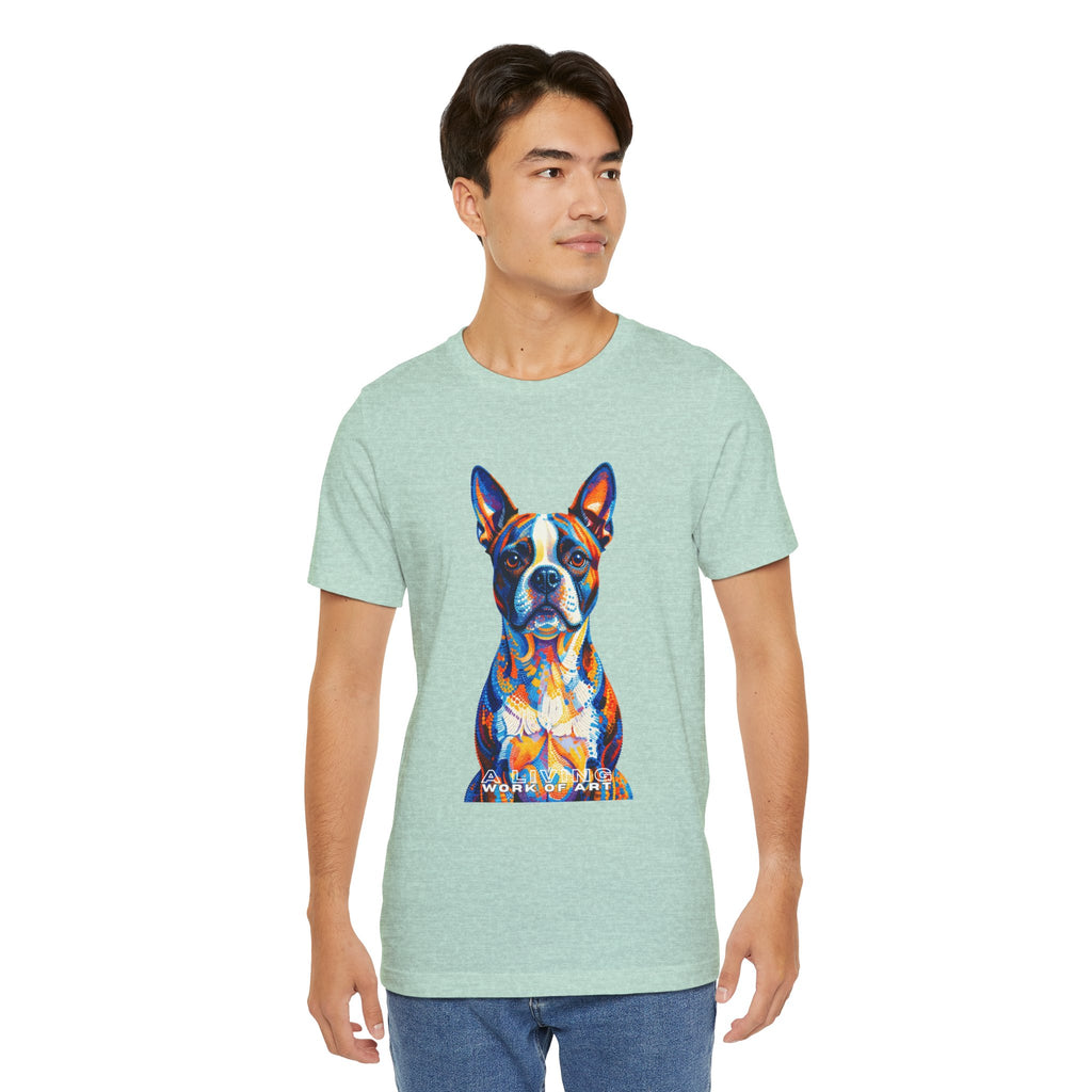 Boston Terrier T Shirt | Living Work of Art Collection | Pointillism Style