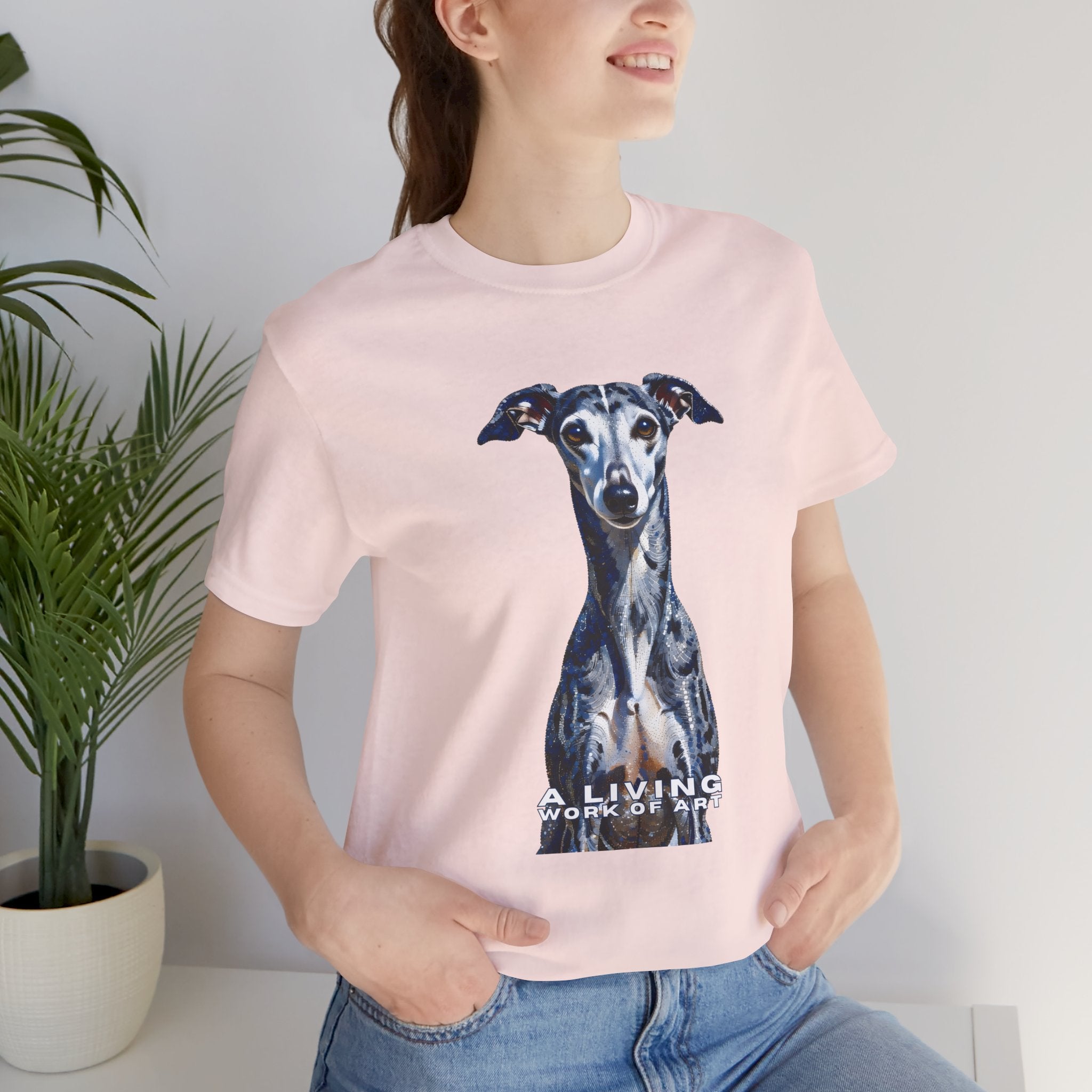 Whippet T Shirt | Living Work of Art Collection | Pointillism Style