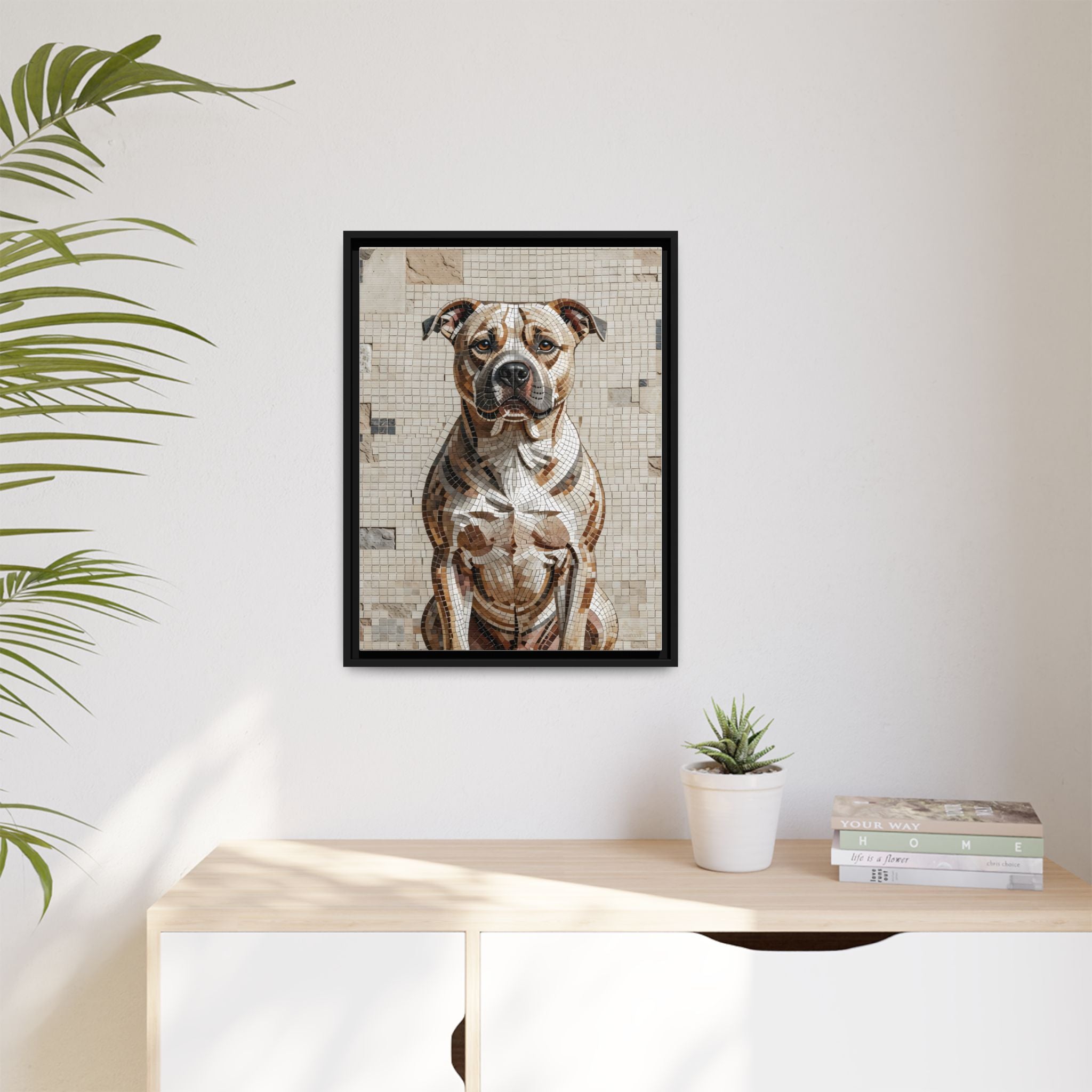 Staffordshire Bull Terrier Canvas Wall Art | Living Work of Art Collection | Mosaic Style Print