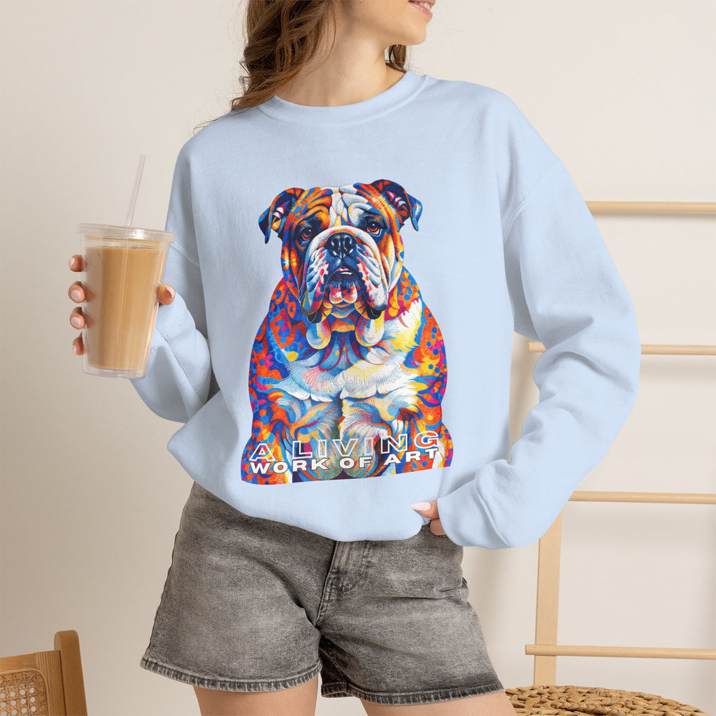 Bulldog Sweatshirt | Living Work of Art Collection | Pointillism Style