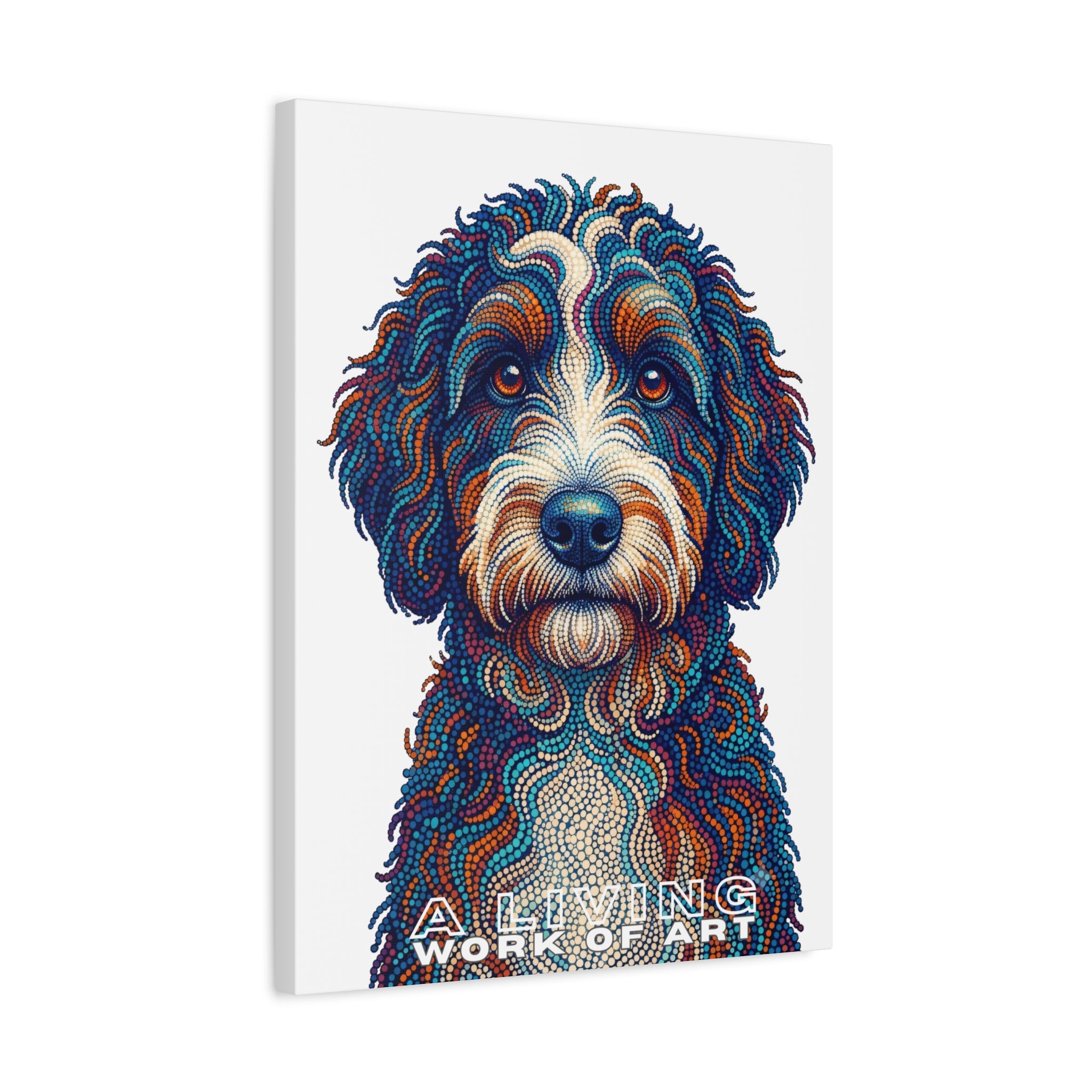 Bernedoodle Canvas Wall Art | Living Work of Art Collection | Pointillism Style Print