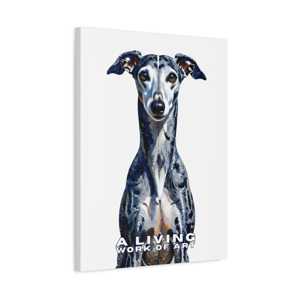 Whippet Canvas Wall Art | Living Work of Art Collection | Pointillism Style Print