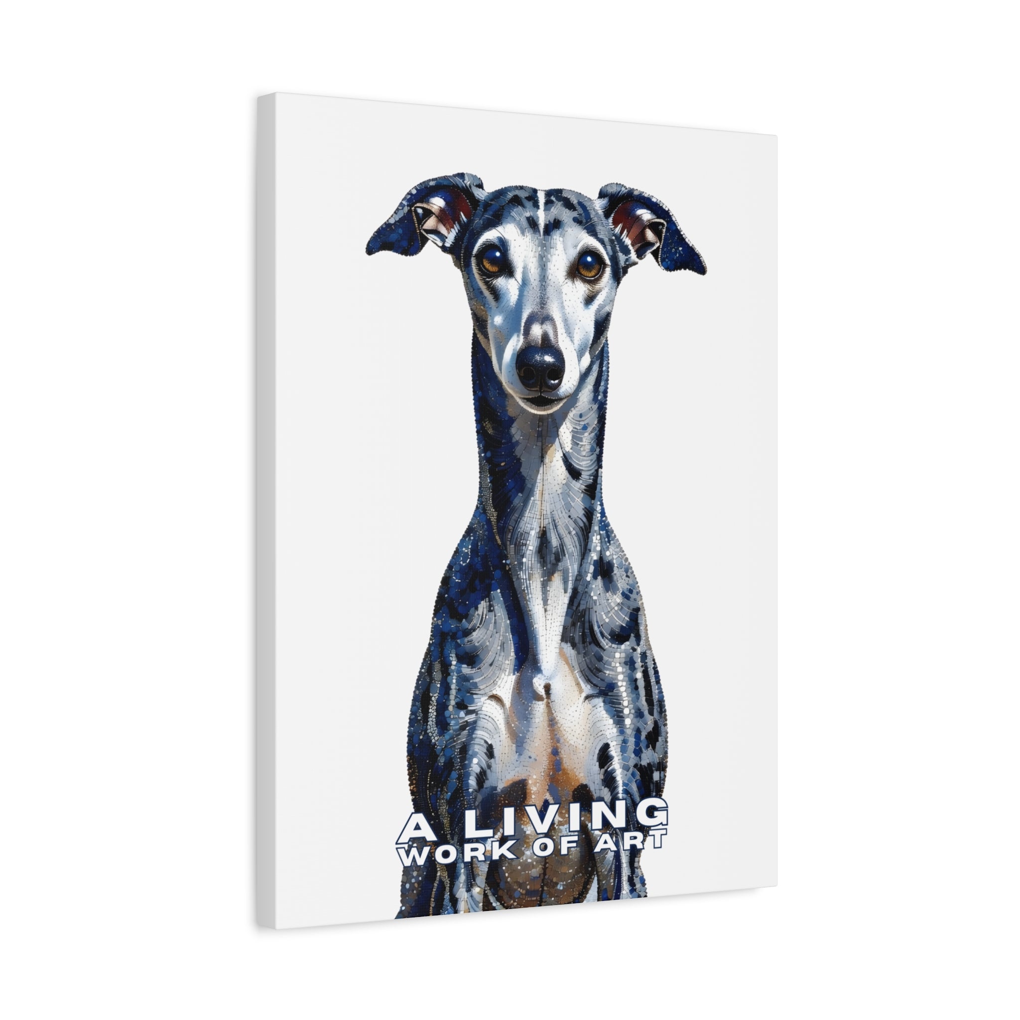 Whippet Canvas Wall Art | Living Work of Art Collection | Pointillism Style Print