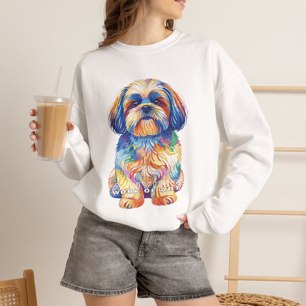 Shih Tzu Sweatshirt | Living Work of Art Collection | Pointillism Style
