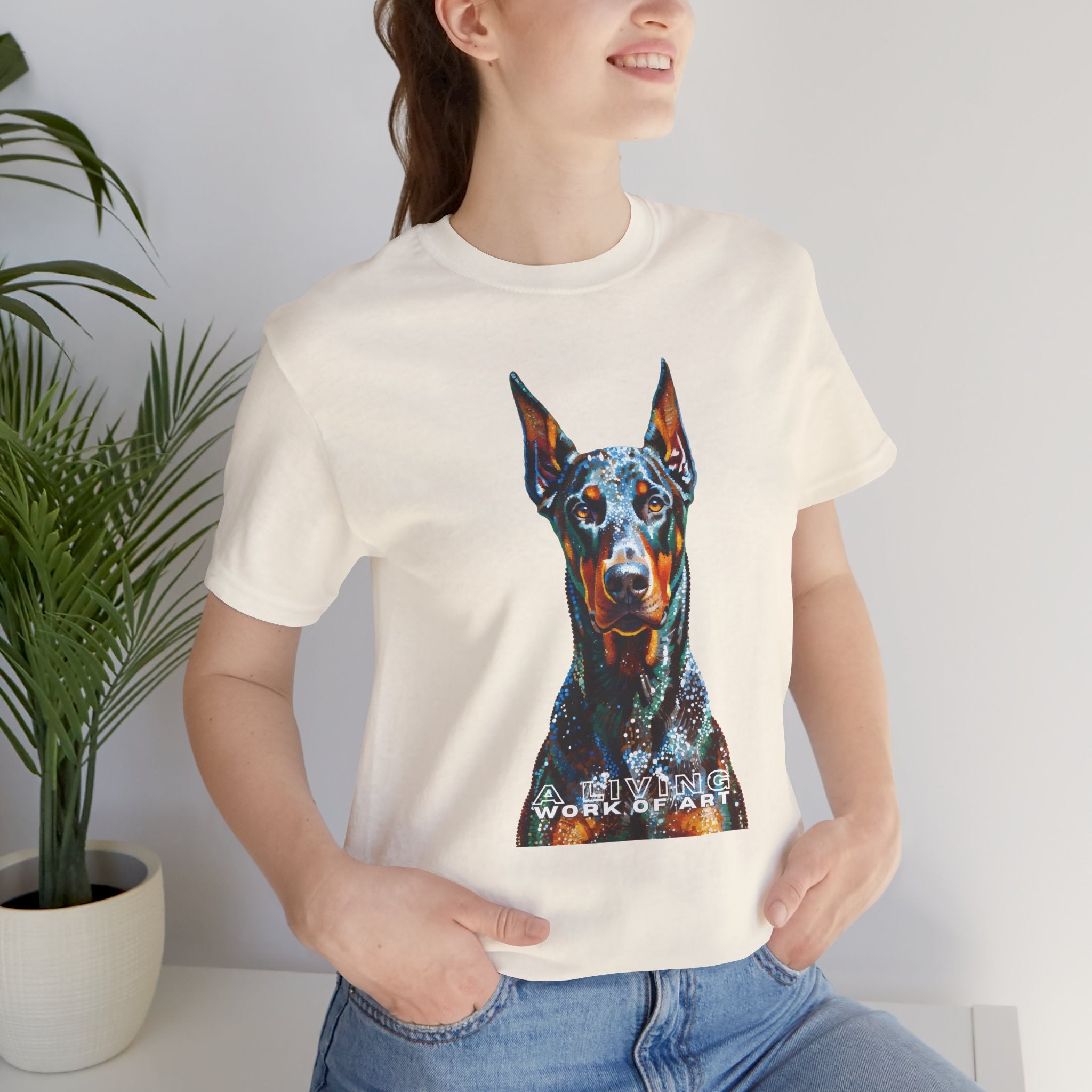 Doberman Pinscher T Shirt | Living Work of Art Collection | Pointillism Style