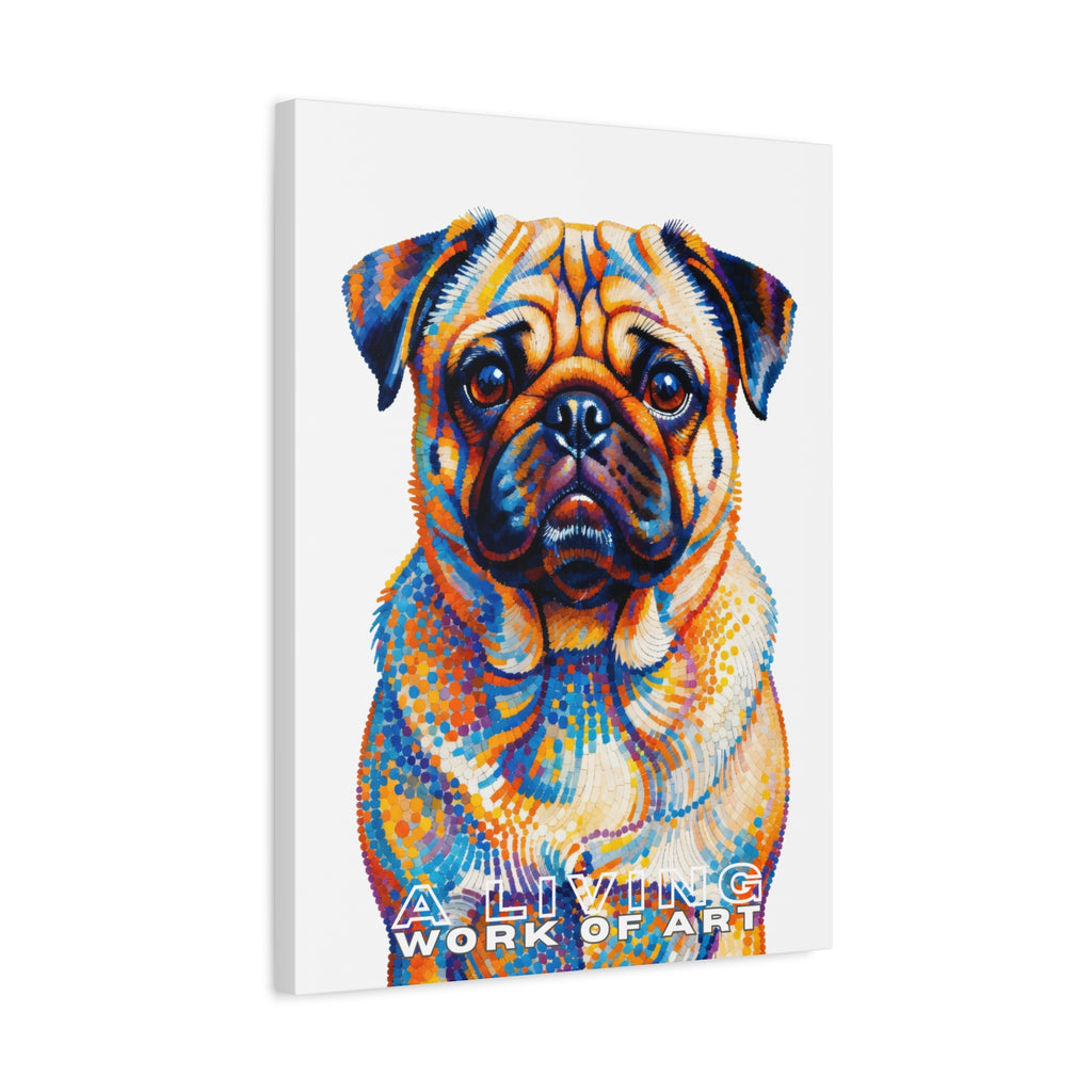 Pug Canvas Wall Art | Living Work of Art Collection | Pointillism Style Print