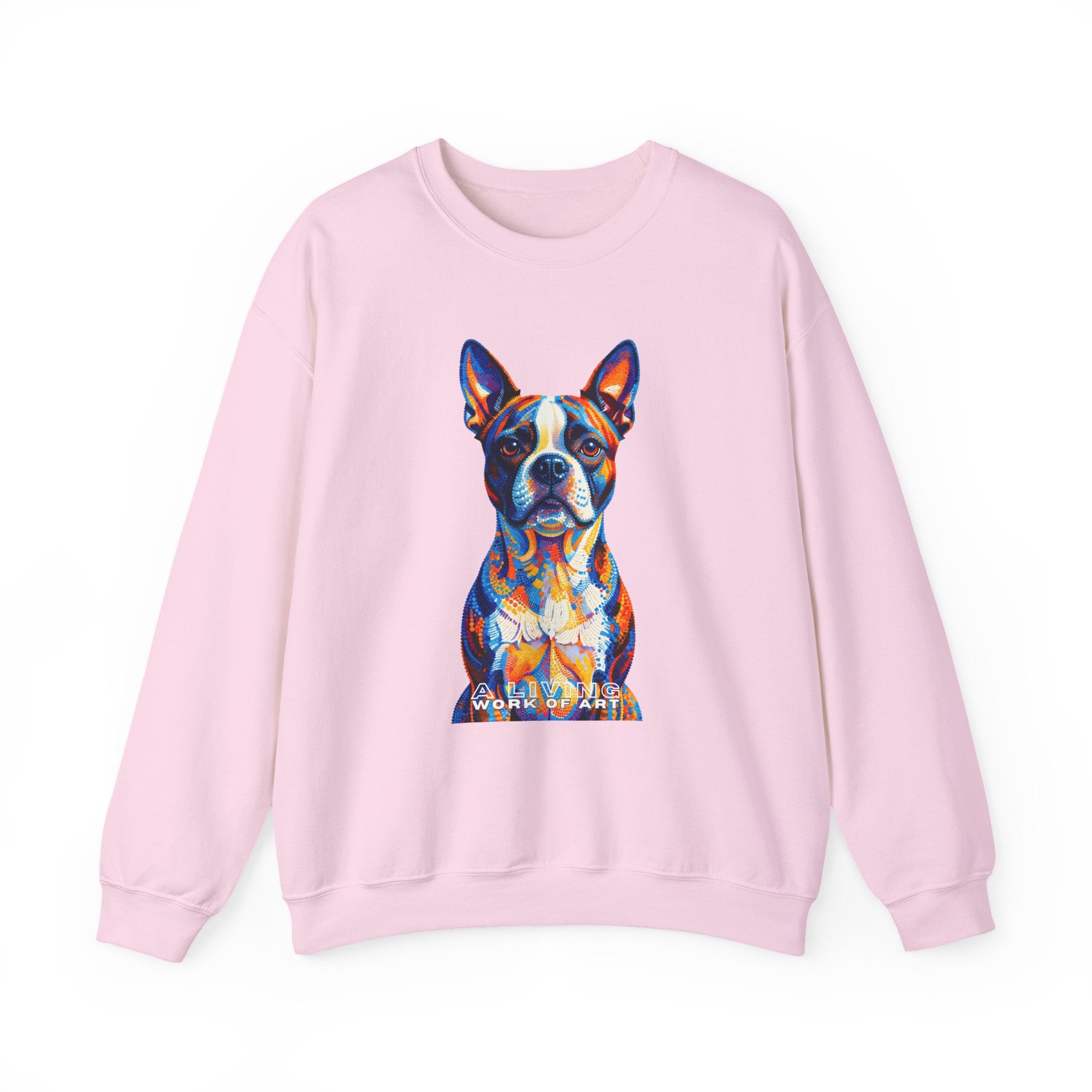 Boston Terrier Sweatshirt | Living Work of Art Collection | Pointillism Style