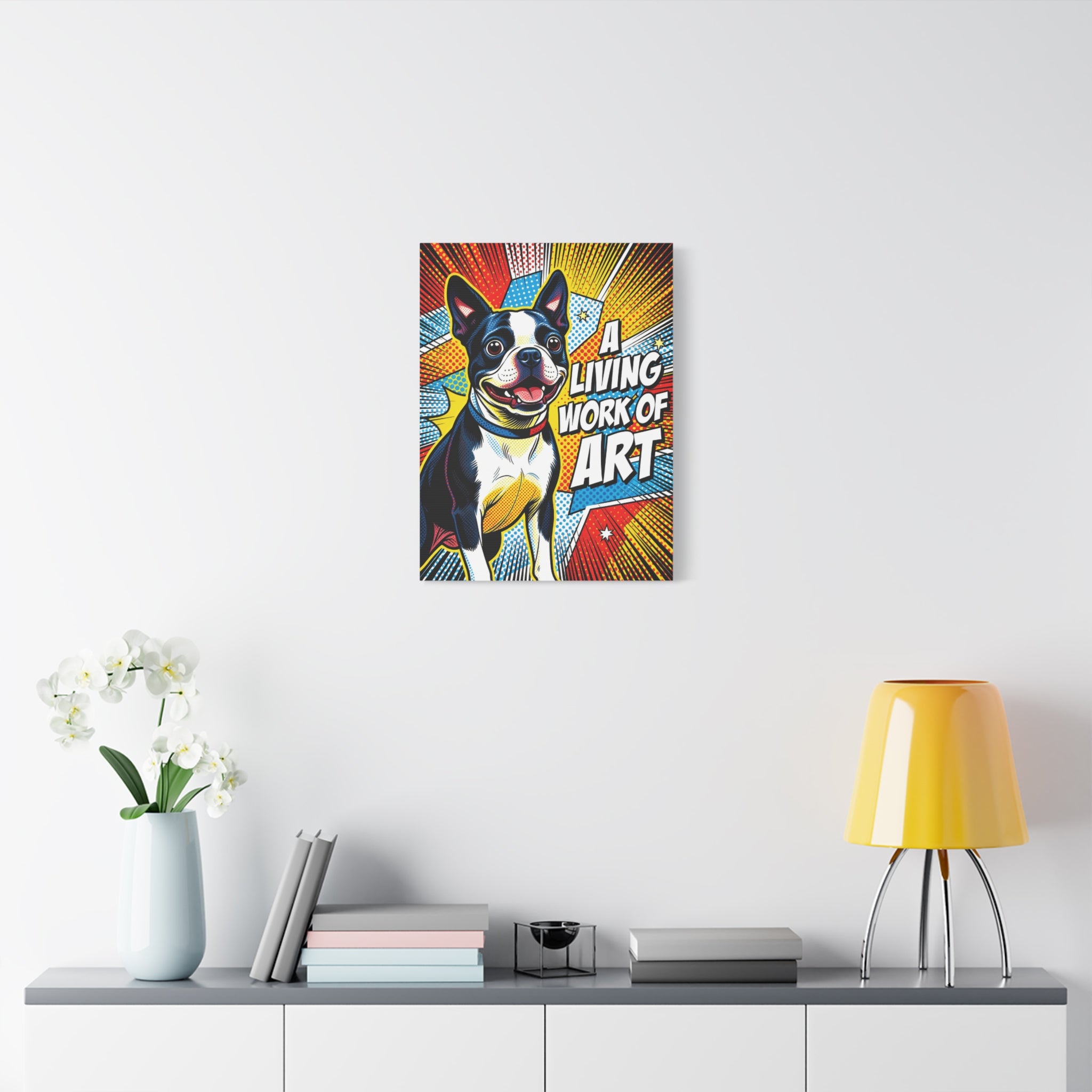 Boston Terrier Canvas Wall Art | Living Work of Art Collection | Pop Art Print