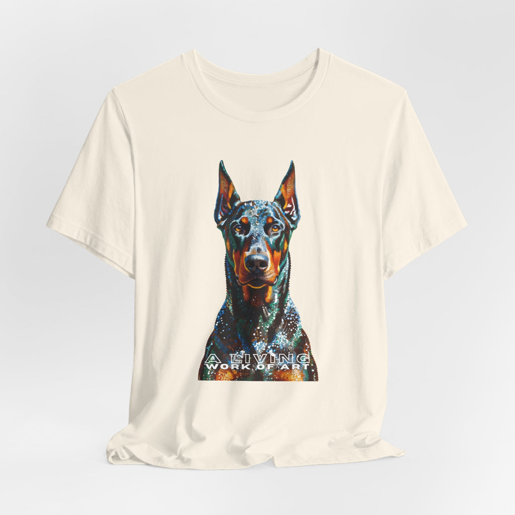 Doberman Pinscher T Shirt | Living Work of Art Collection | Pointillism Style