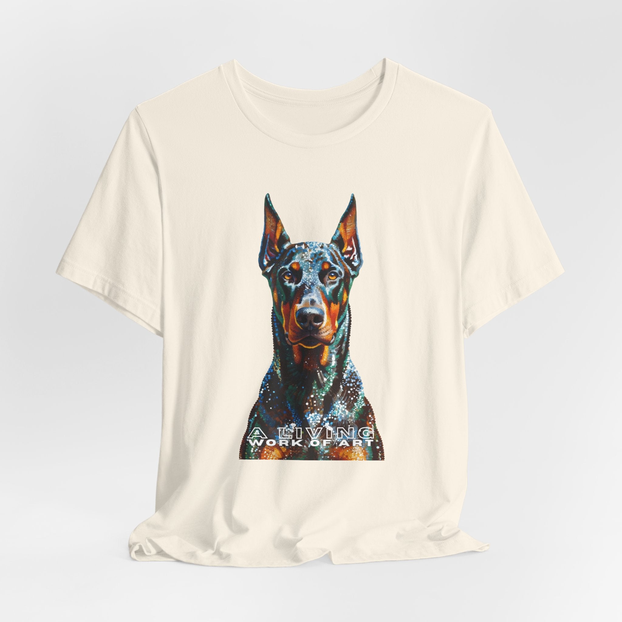 Doberman Pinscher T Shirt | Living Work of Art Collection | Pointillism Style