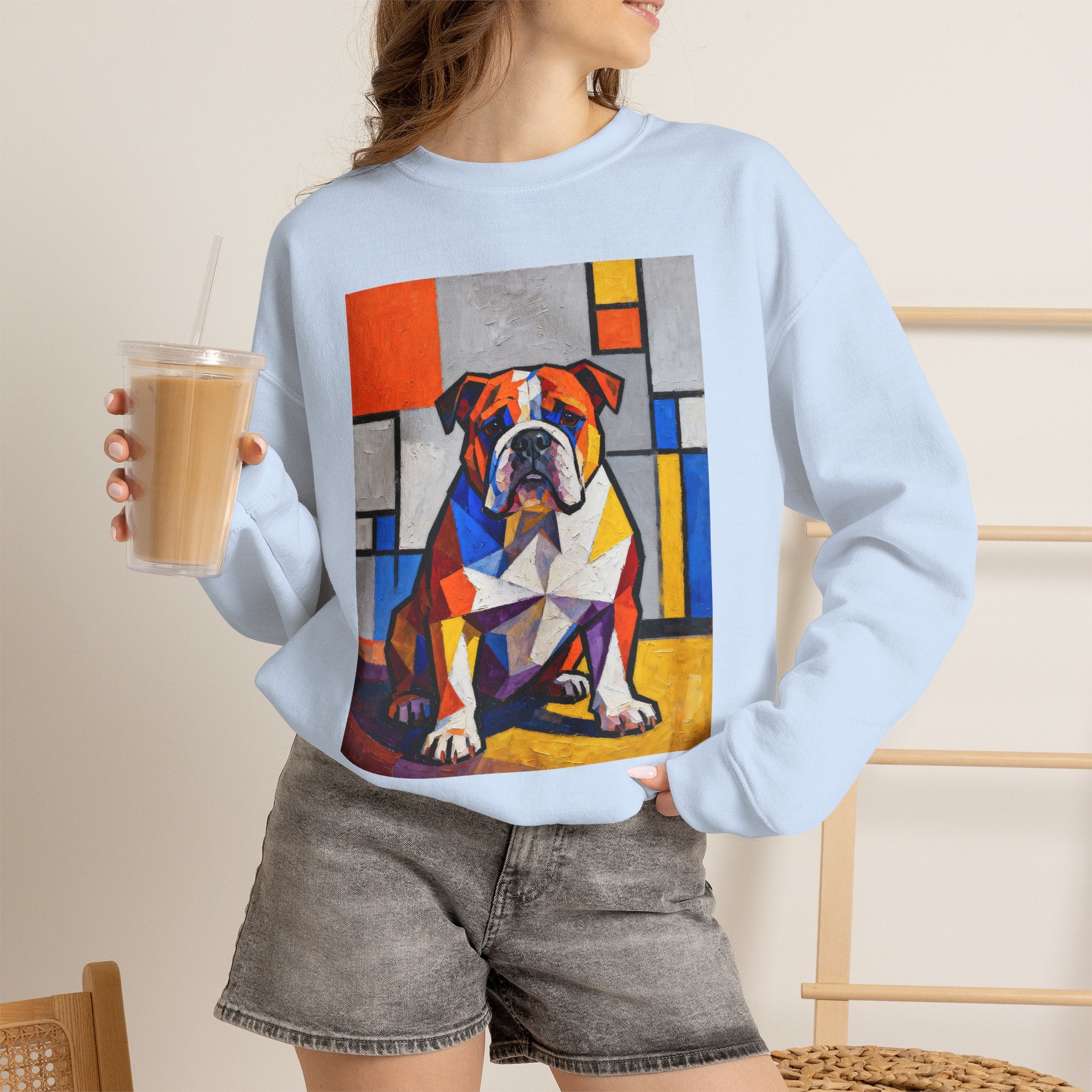 Bulldog Sweatshirt | Living Work of Art Collection | Cubist Style