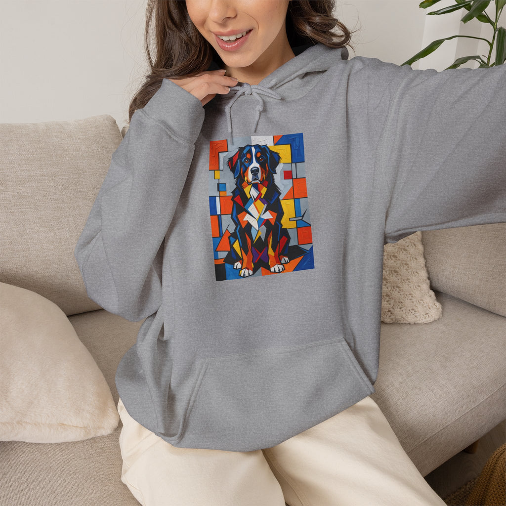 Bernese Mountain Dog Hoodie | Living Work of Art Collection | Cubist Style