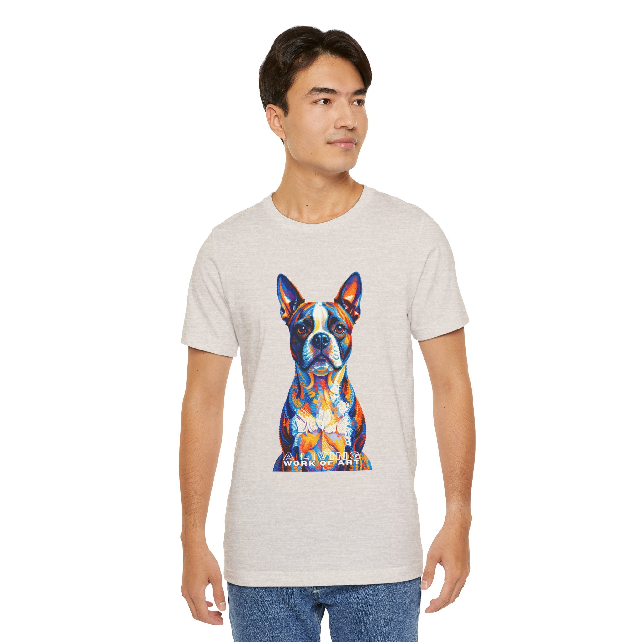 Boston Terrier T Shirt | Living Work of Art Collection | Pointillism Style