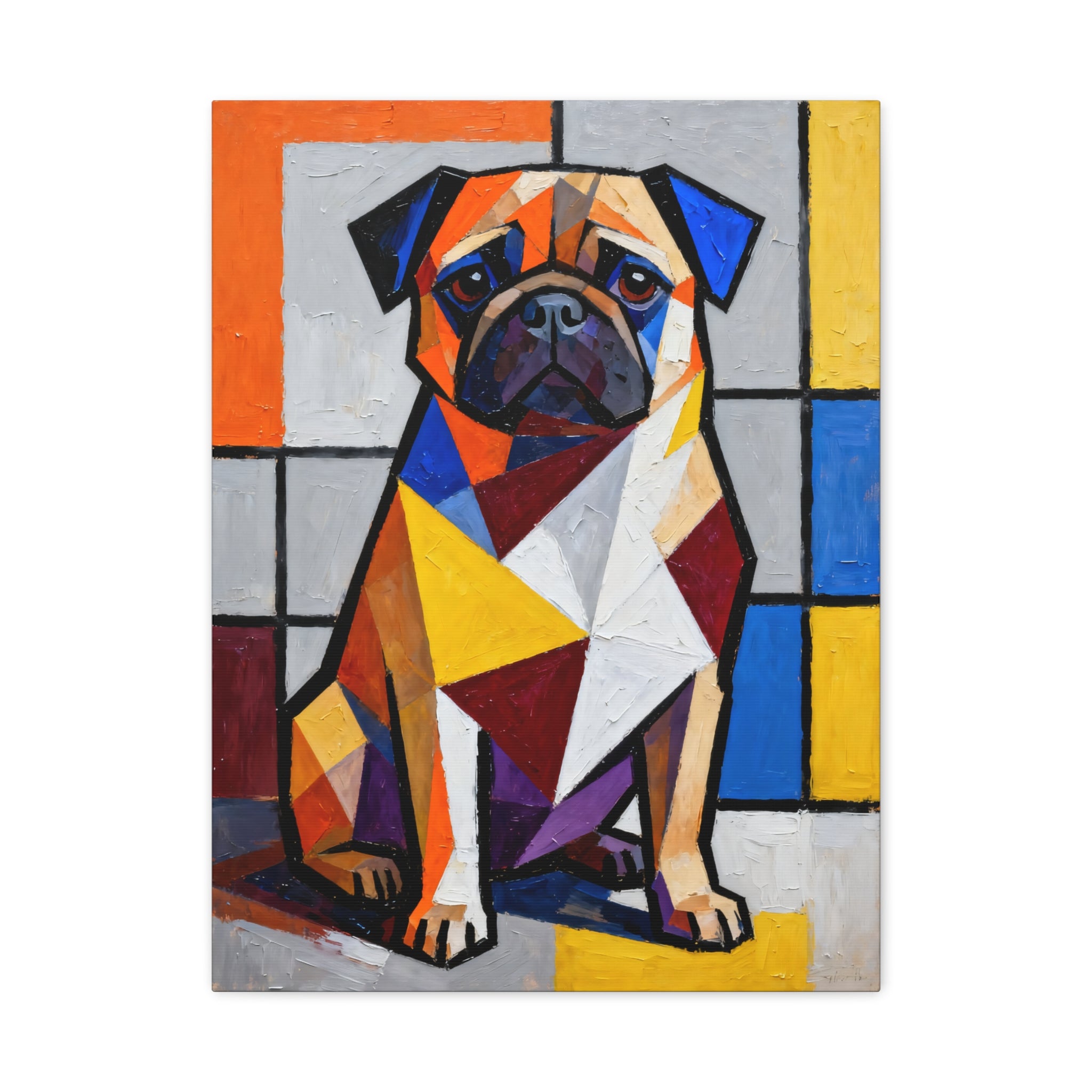Pug Canvas Wall Art | Living Work of Art Collection | Cubist Style Print