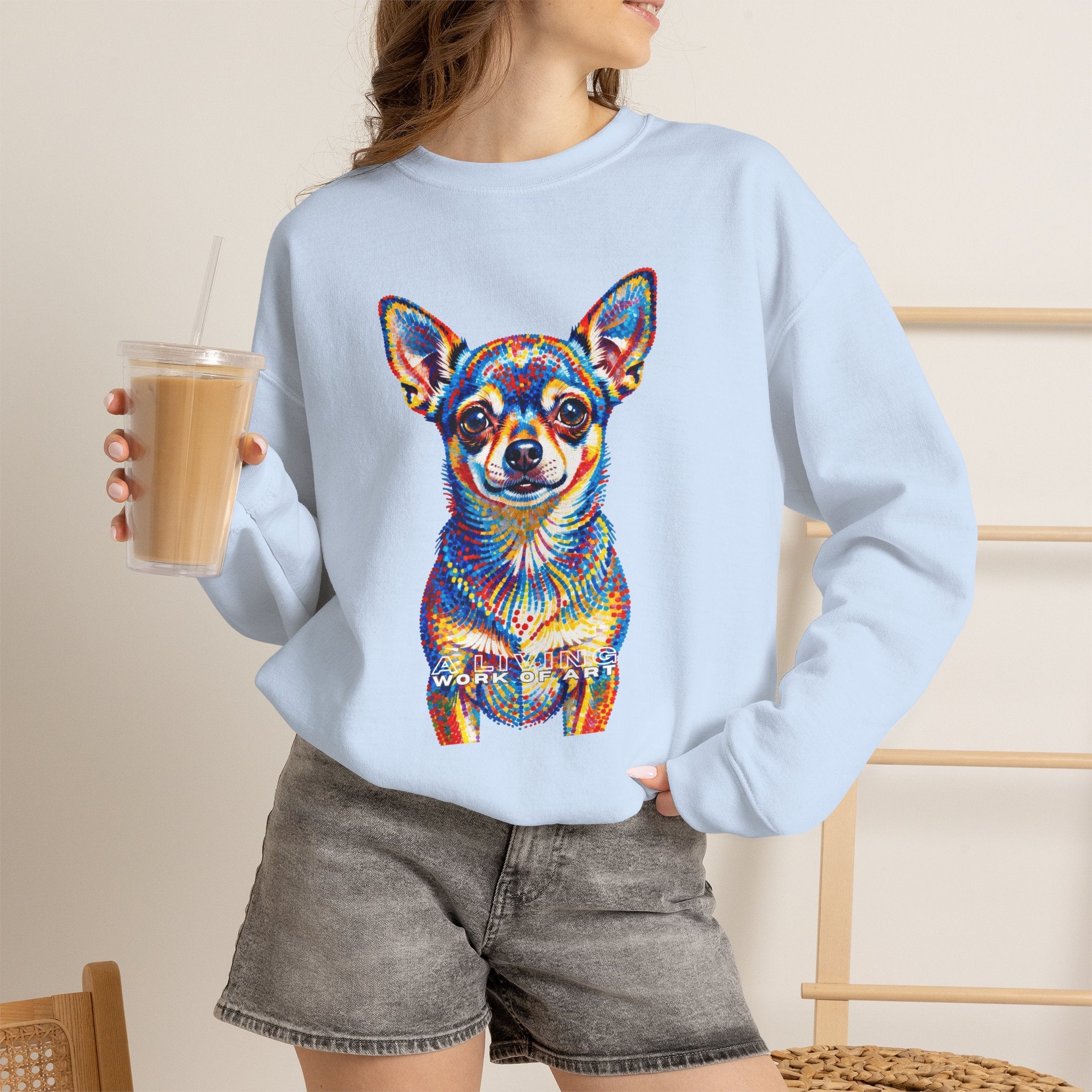 Chihuahua Sweatshirt | Living Work of Art Collection | Pointillism Style