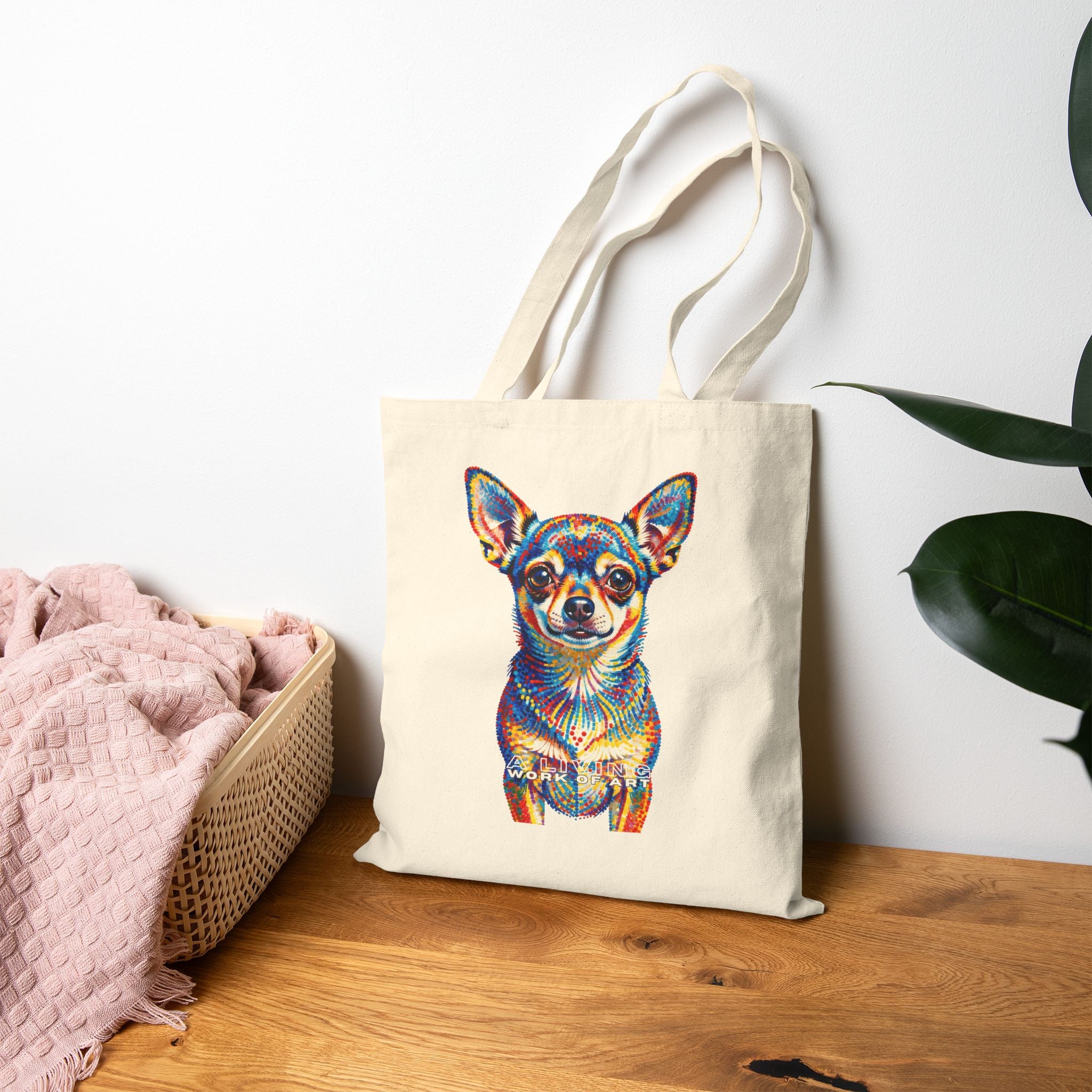 Chihuahua Tote Bag | Living Work of Art Collection | Pointillism Style