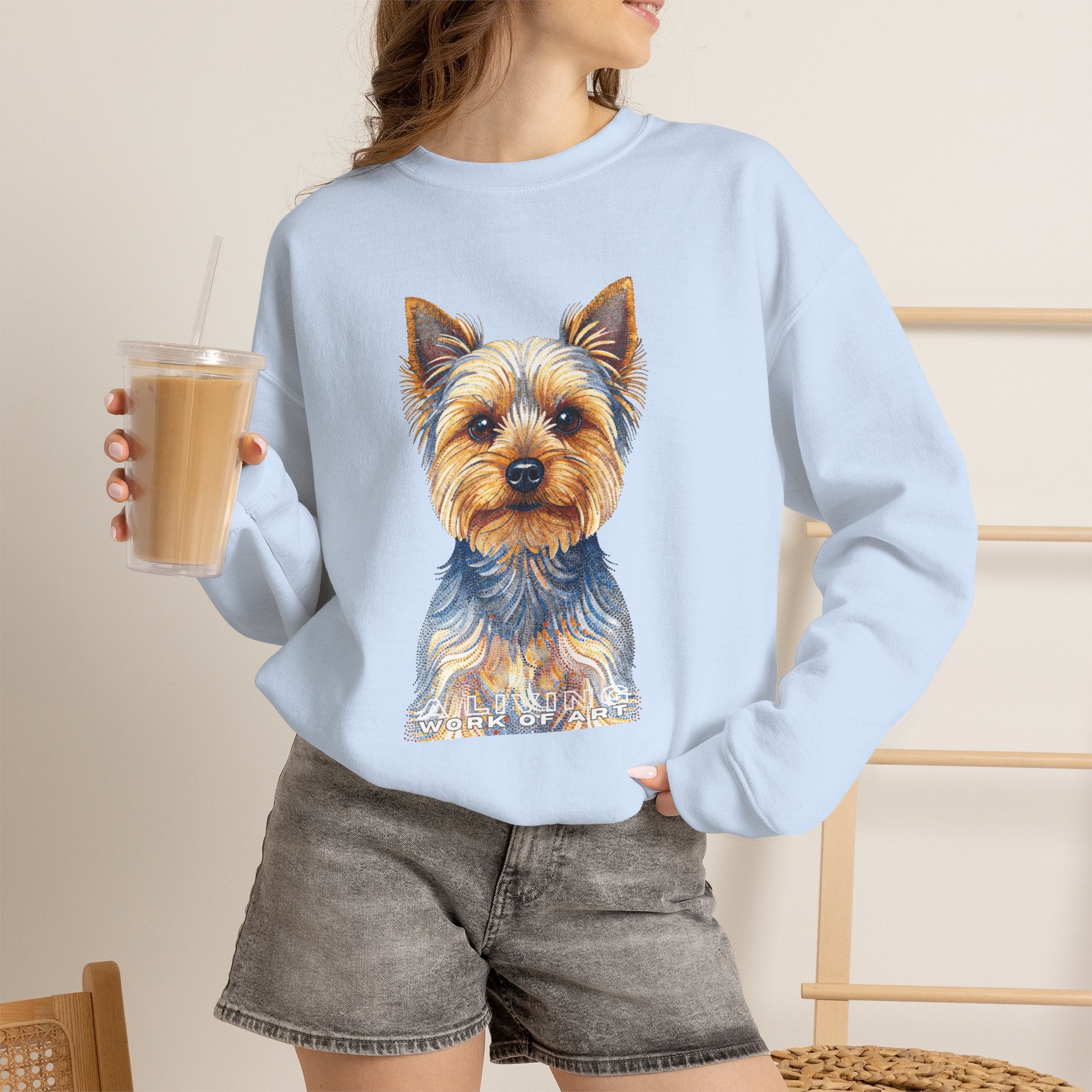 Yorkshire Terrier Sweatshirt | Living Work of Art Collection | Pointillism Style