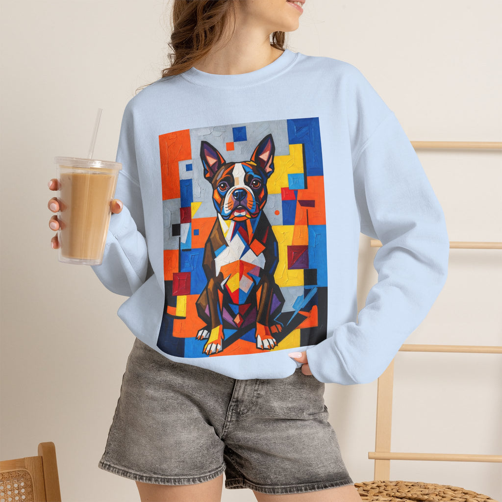 Boston Terrier Sweatshirt | Living Work of Art Collection | Cubist Style