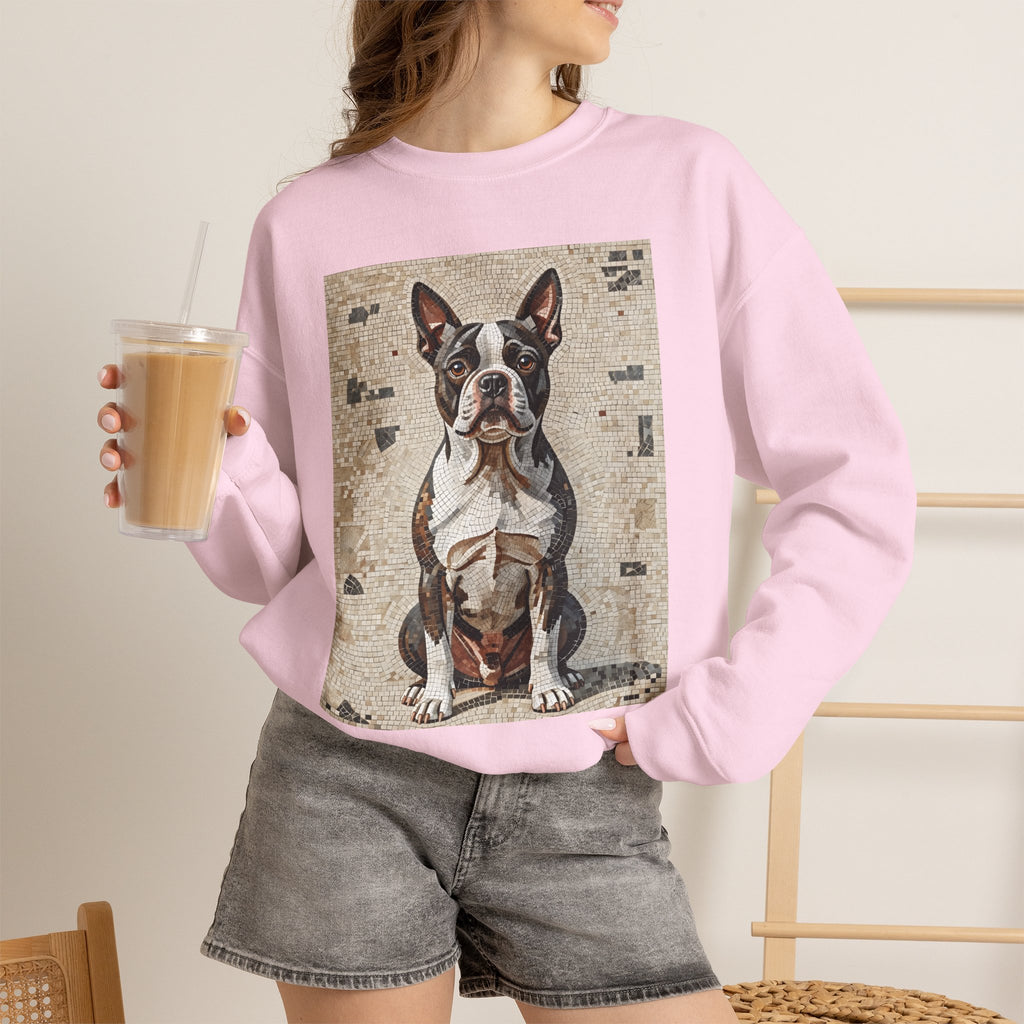 Boston Terrier Sweatshirt | Living Work of Art Collection | Mosaic Style