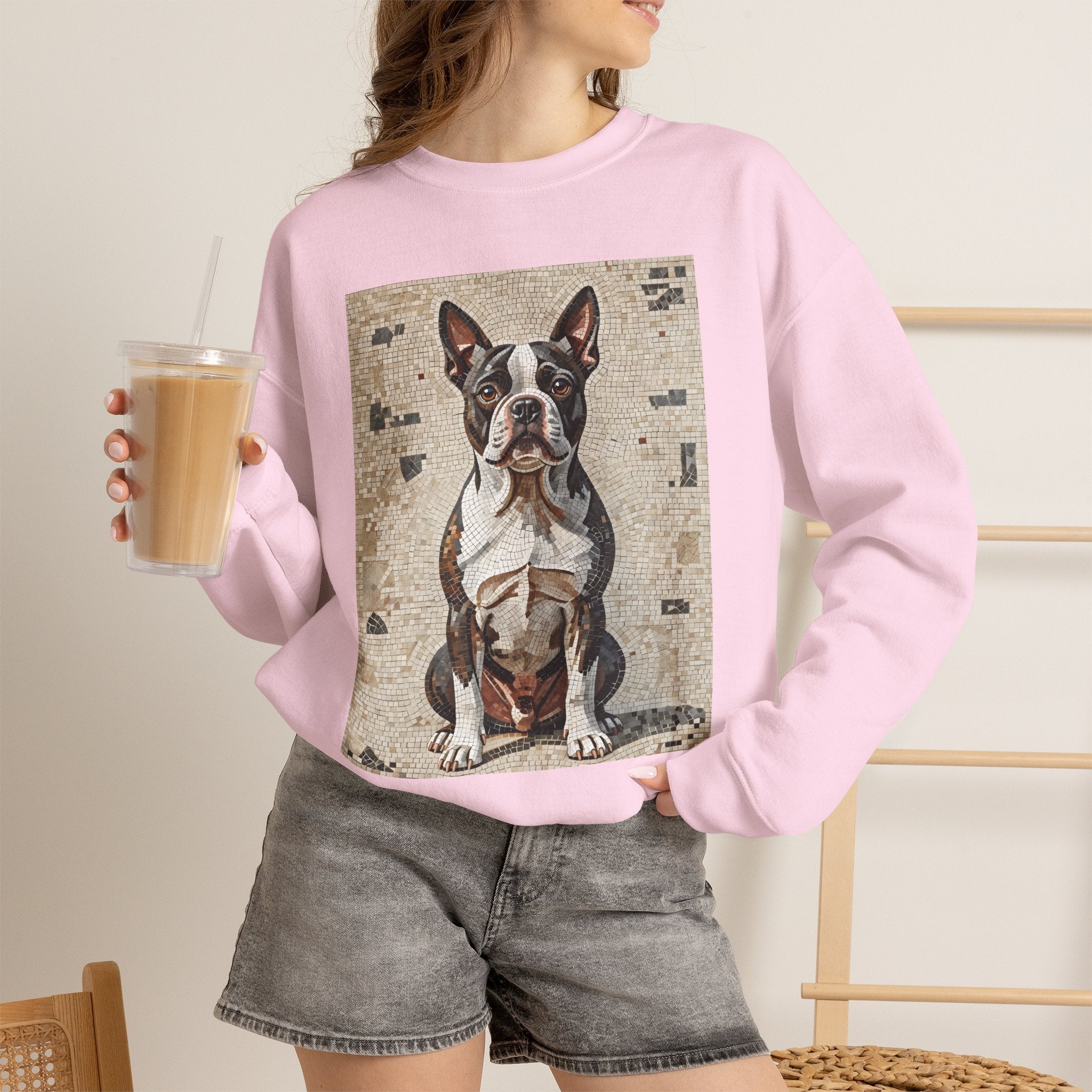 Boston Terrier Sweatshirt | Living Work of Art Collection | Mosaic Style