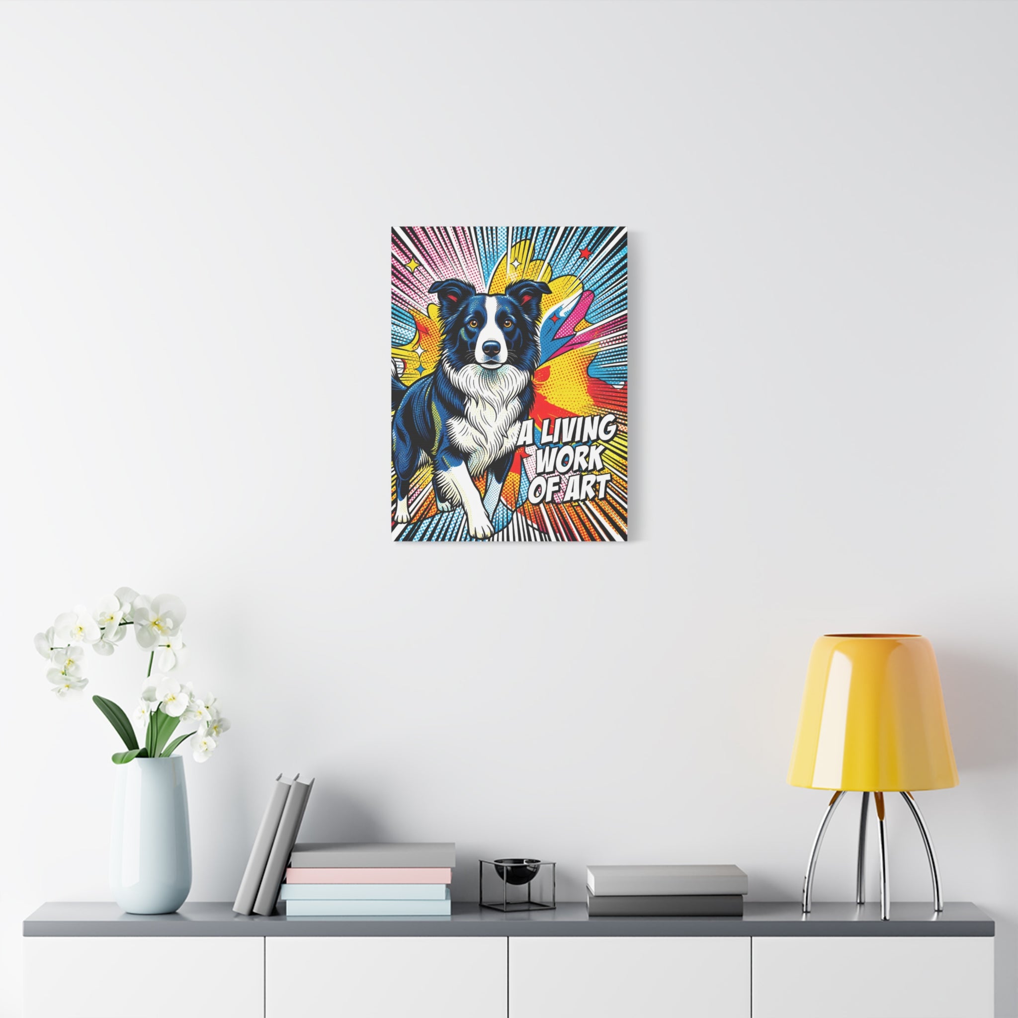 Border Collie Canvas Wall Art | Living Work of Art Collection | Pop Art Print
