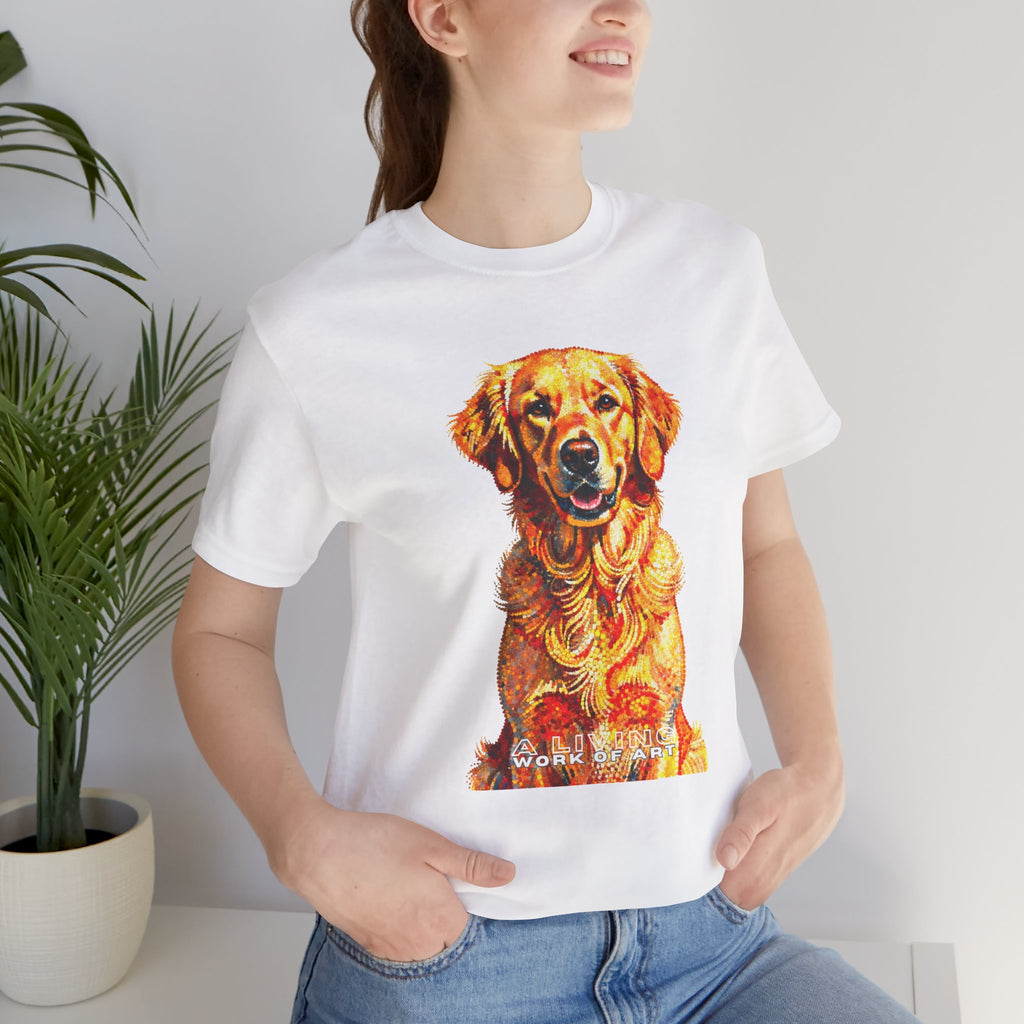 Golden Retriever Pointer T Shirt | Living Work of Art Collection | Pointillism Style