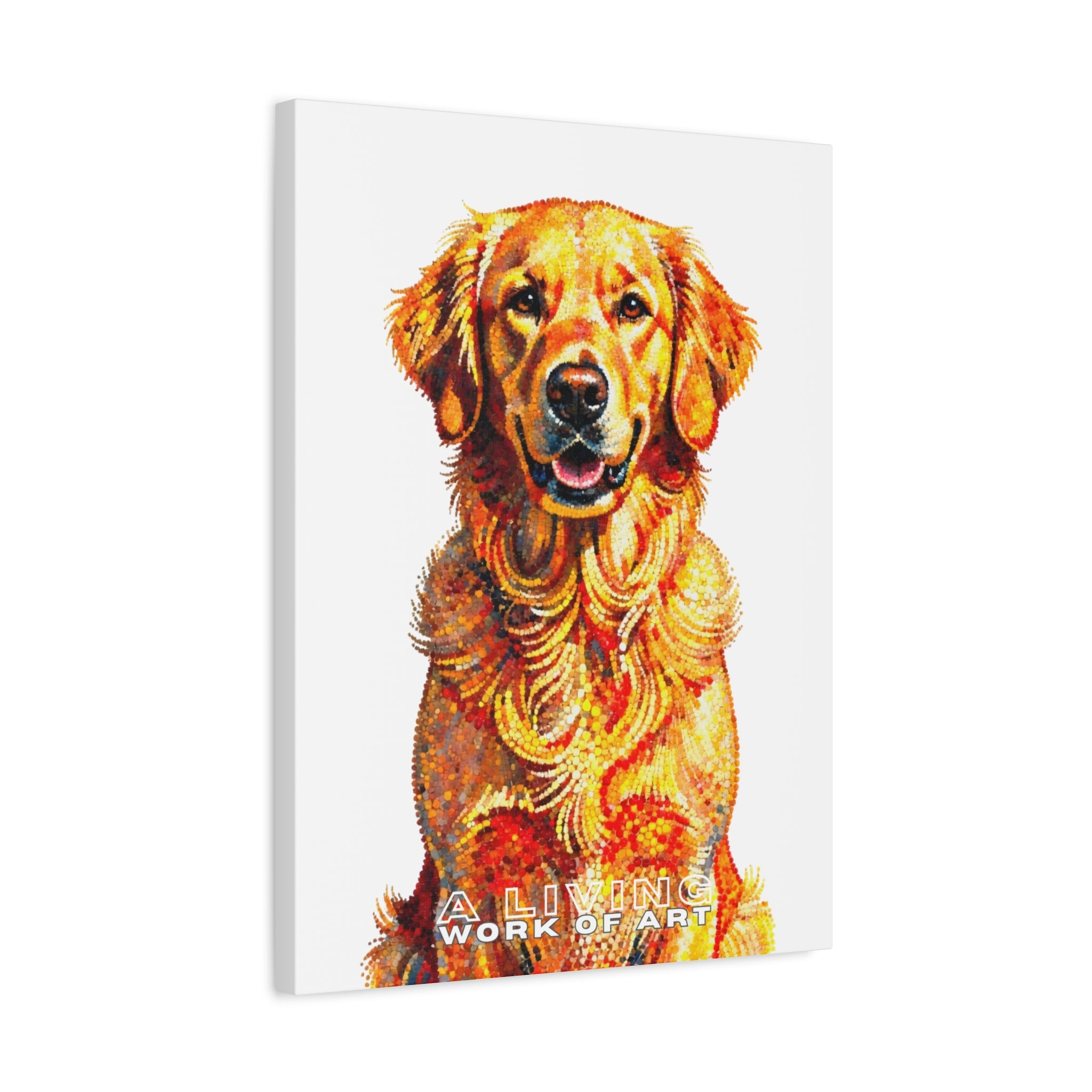 Golden Retriever Pointer Canvas Wall Art | Living Work of Art Collection | Pointillism Style Print