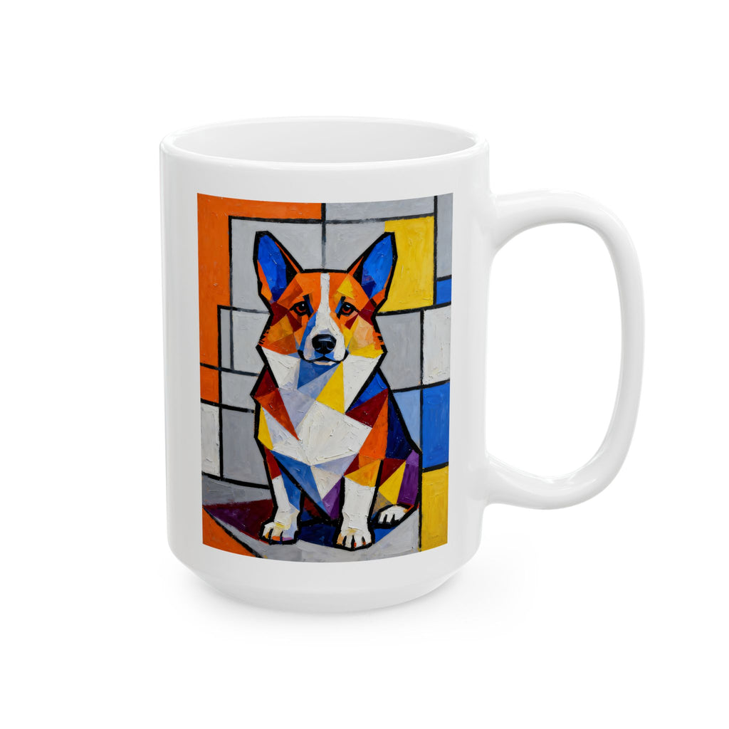 Corgi Coffee Mug | Living Work of Art Collection | Cubist Style