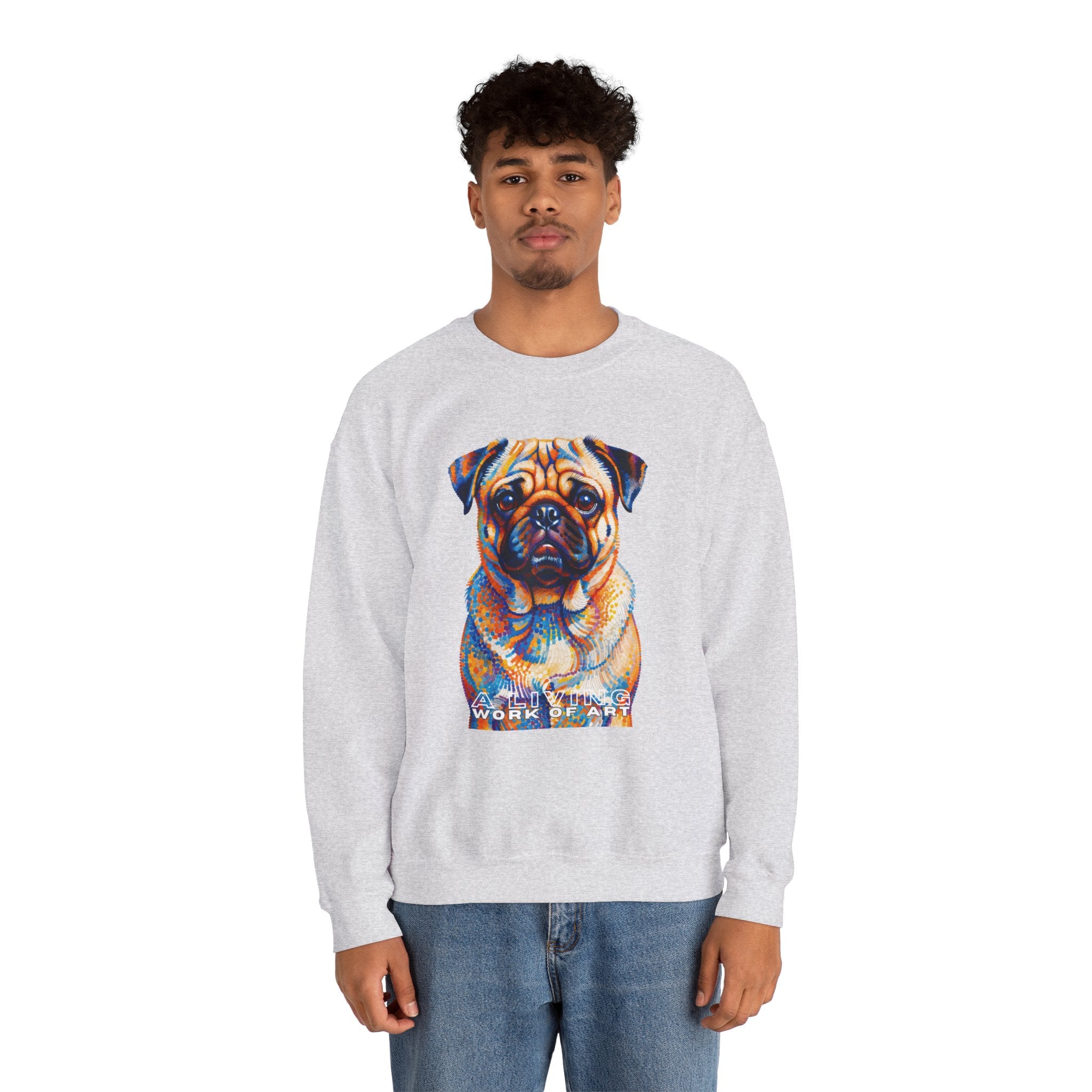 Pug Sweatshirt | Living Work of Art Collection | Pointillism Style