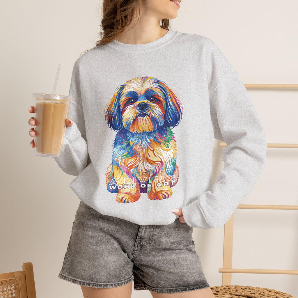 Shih Tzu Sweatshirt | Living Work of Art Collection | Pointillism Style