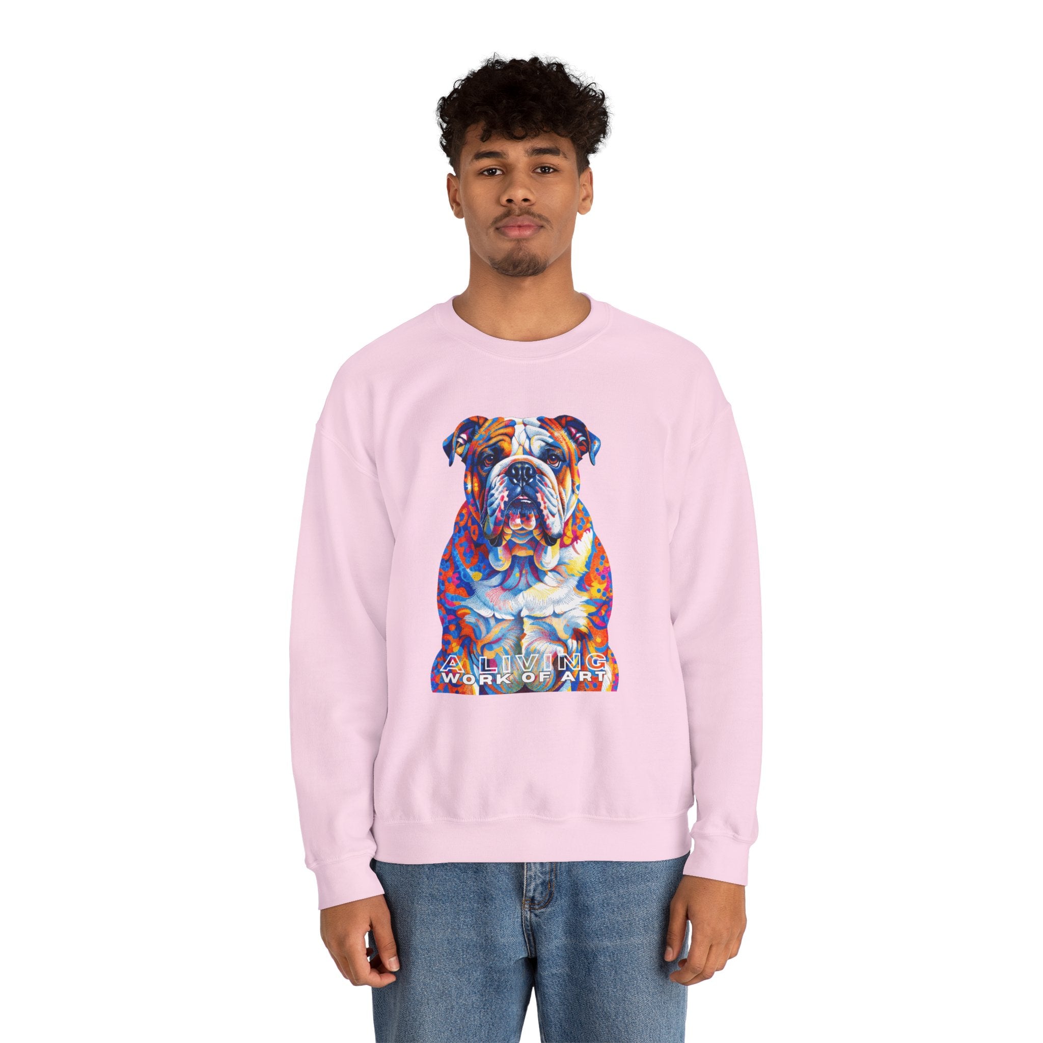 Bulldog Sweatshirt | Living Work of Art Collection | Pointillism Style