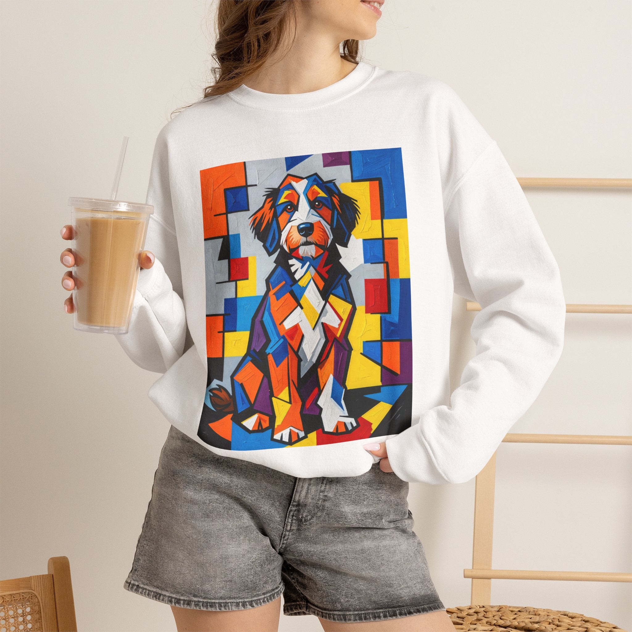 Bernedoodle Sweatshirt | Living Work of Art Collection | Cubist Style